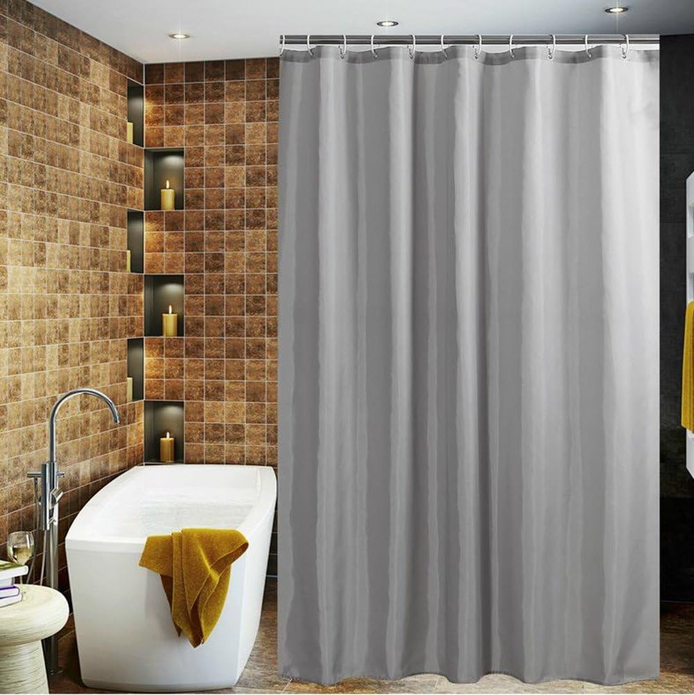 Fabric Shower Curtain Bathroom Shower Curtain Solid Color Polyester Bath Curtain with 12 Hanging Hooks, Hotel Quality Fashion Decorative Shower Curtain