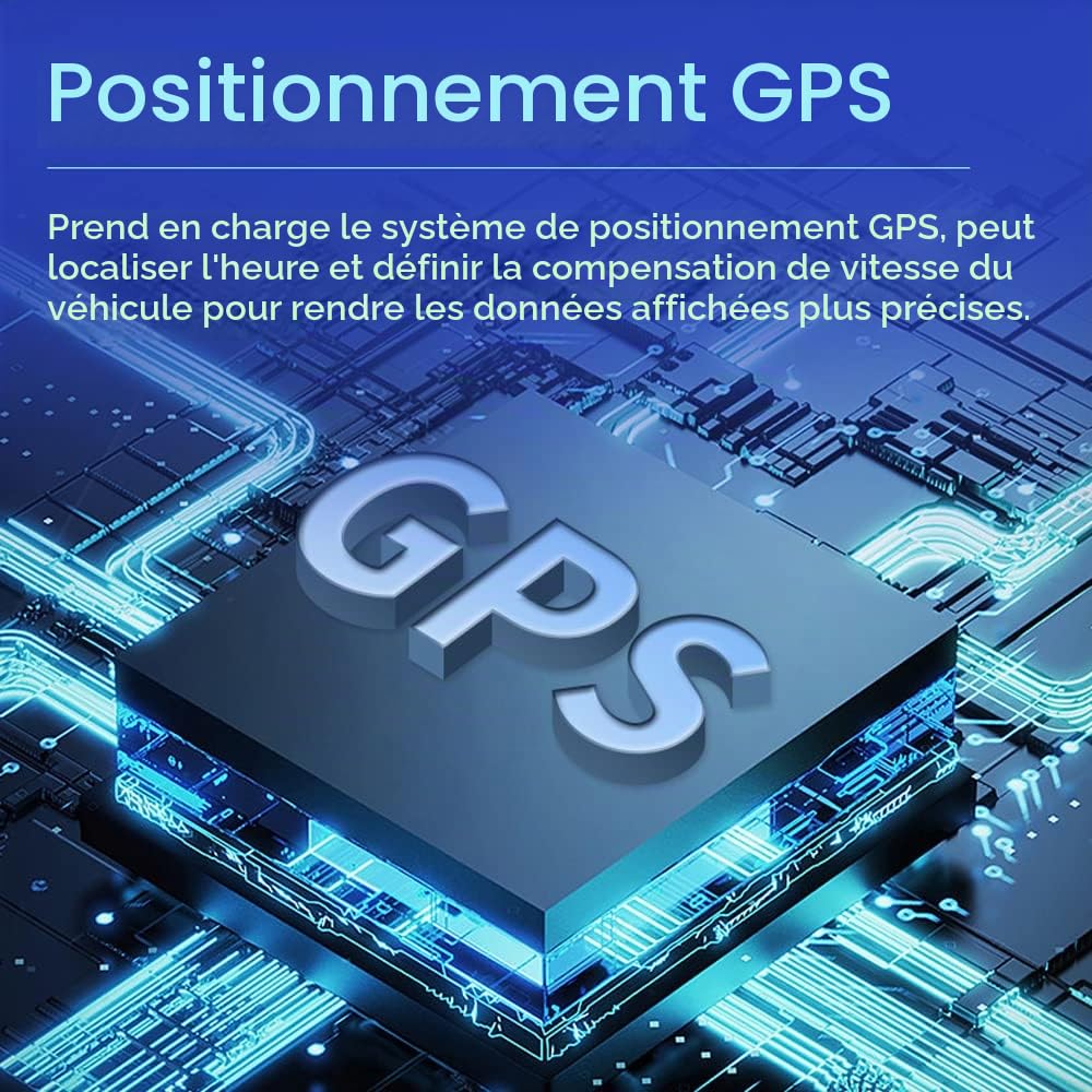 Affichage tête Haute sans Fil pour Voiture Compteur de Vitesse numérique GPS Solaire avec Alarme de survitesse à écran LCD Affichage kilométrage Total/Heure/Altitude/Vitesse
