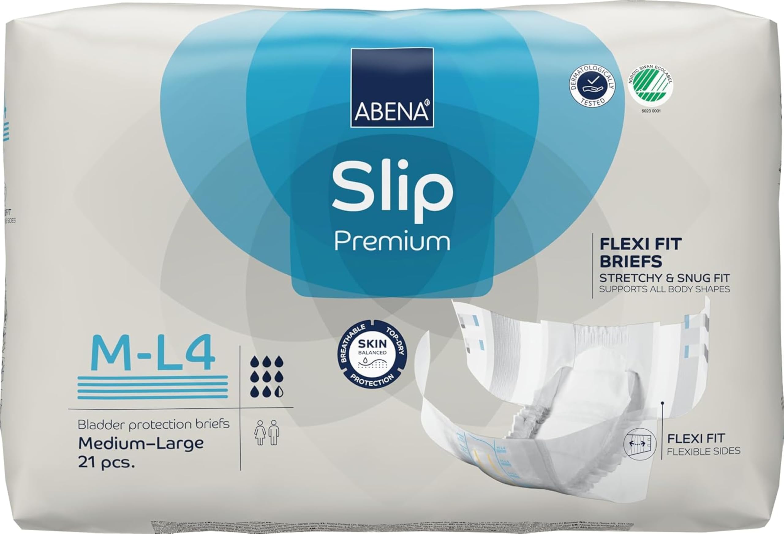 Abena Slip Flexi-Fit M-L4 Adult Incontinence Pads | 21 Pads | 3400ml Absorbency| Adult Nappies for Moderate to Heavy Incontinence| Incontinence Pads for Men and Women| Incontinence Products