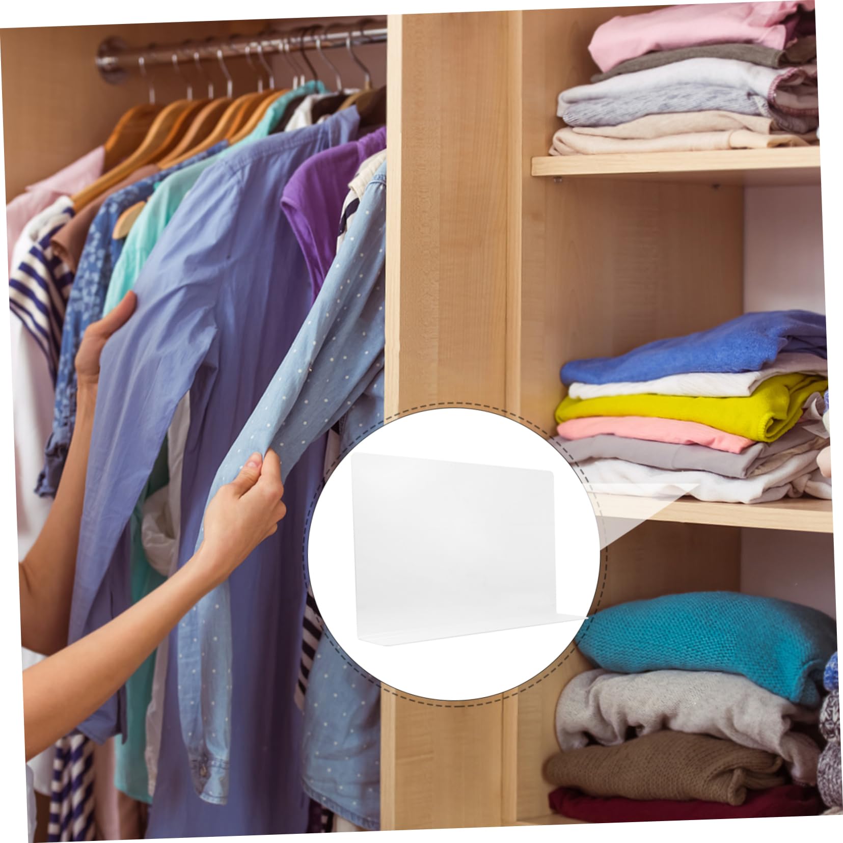OFFSCH 1 Set Clear Shelf Dividers Self Adhesive Plastic Organizers for Closet Office and Supermarket Shelving Easy Installation Versatile Storage for Clothes Books and More