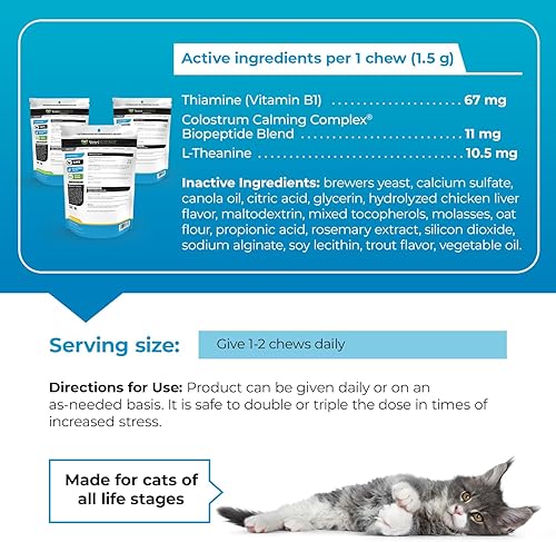 Miniatura 4 de VETRISCIENCE Composure - Golosinas calmantes para gatos  Ayuda a reducir el estrés y la ansiedad en gatos domésticos  Ideal para paseos en coche,