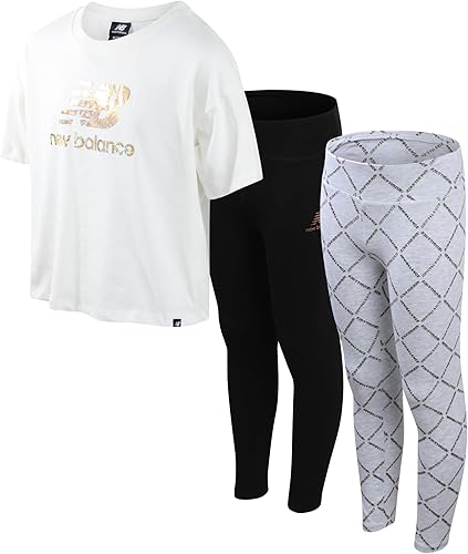 Miniatura 8 de New Balance Conjunto de leggings activos para niñas camiseta de 3 piezas y leggings