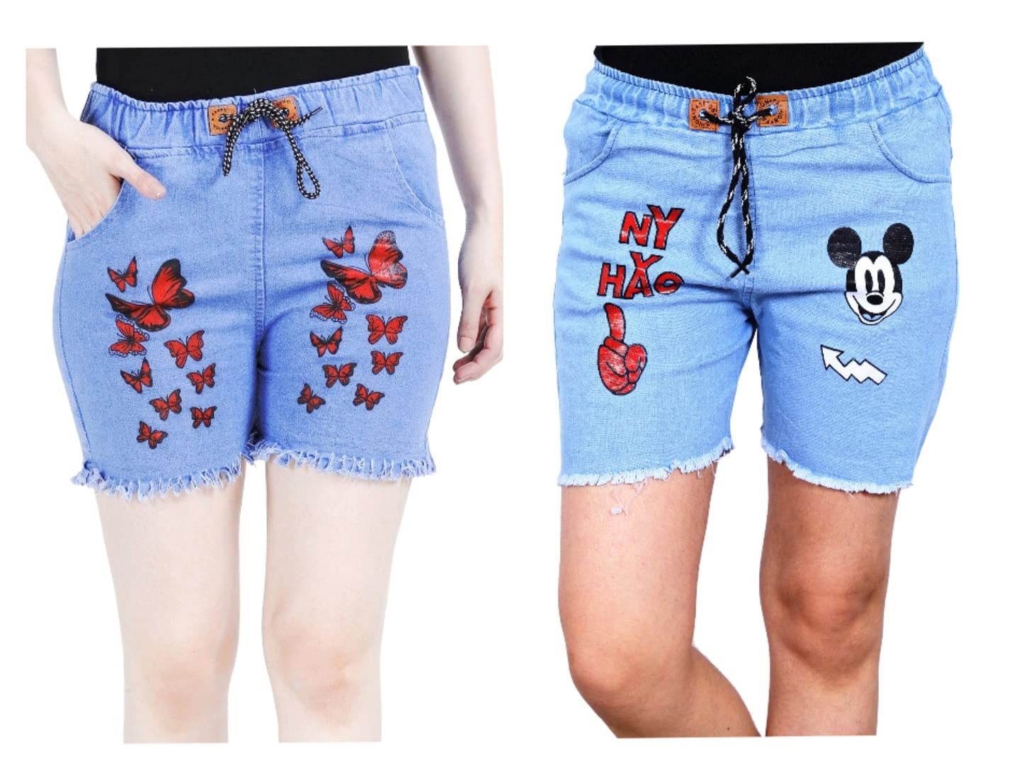 FABS COLLECTIONDenim Combo Shorts for Girls (,)