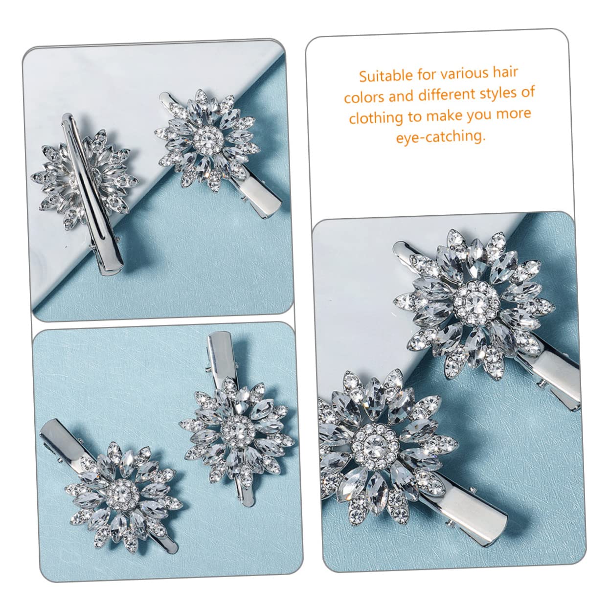 minkissy 8pezzi Fermagli Per Con Design Di Fiore Cristallo Clip Duckbill Decorativa Con Strass Per Cerimonie Eventi e Acconciature Eleganti Per Donne e Ragazze