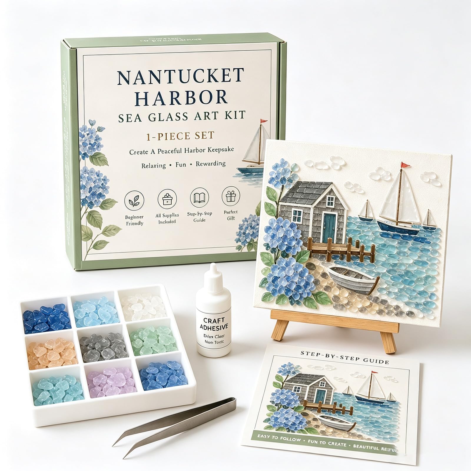 Timeless American Destinations Sea Glass Art Kit DIY Mosaic Craft，E