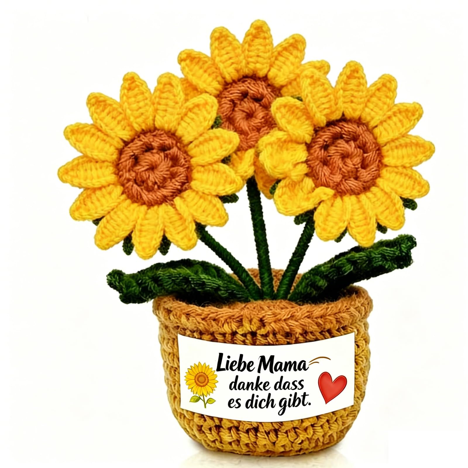Gkmamrg Geschenke für Frauen, Geburtstagsgeschenk | Handgehäkelte Sonnenblume | Beste Freundin Geschenk (Mama Geschenk)