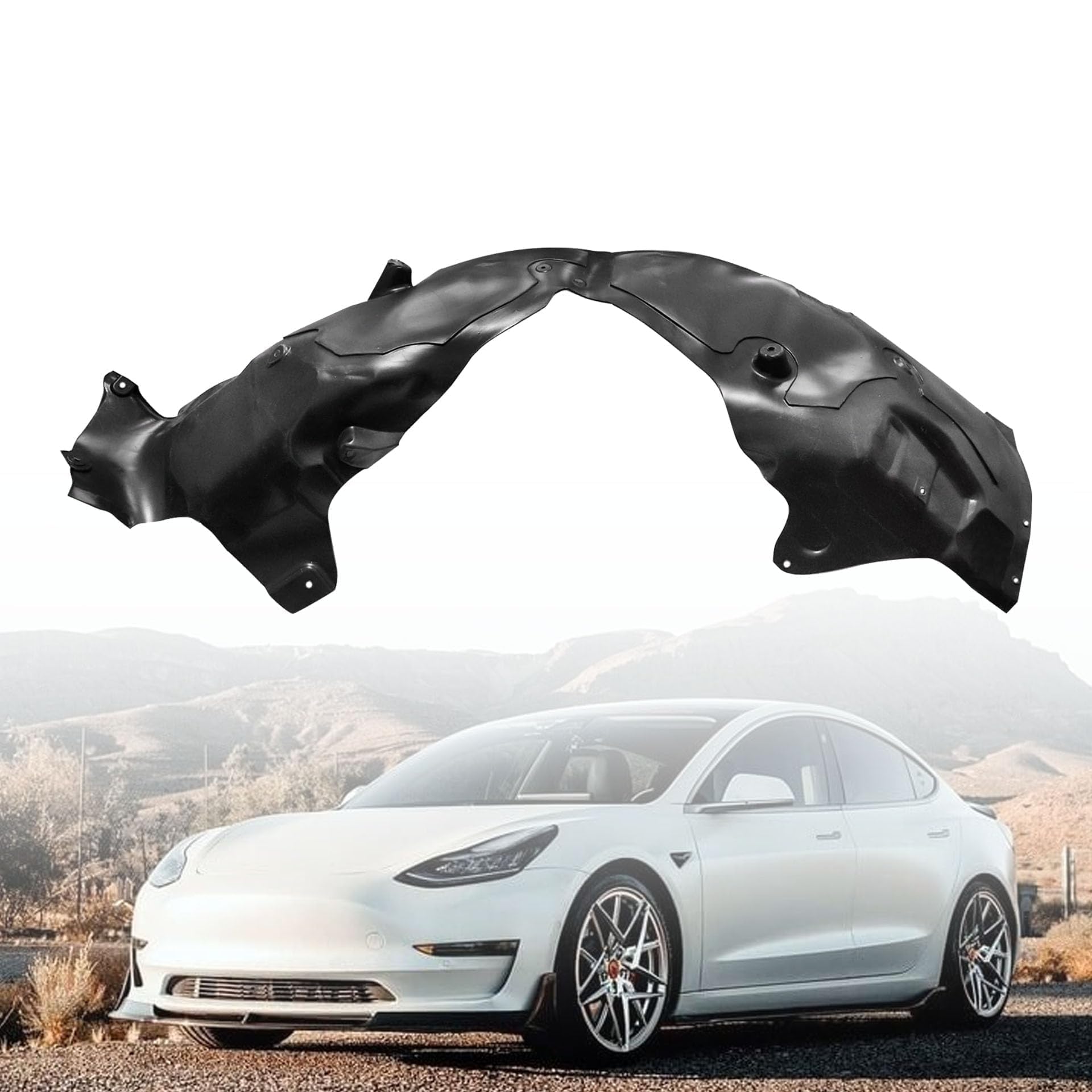 GXARTS Black Left Side Front Wheel Fender Liner 1081581-00-D Compatible with Tesla Model 3 2017 2018 2019 2020 2021 2022 2023