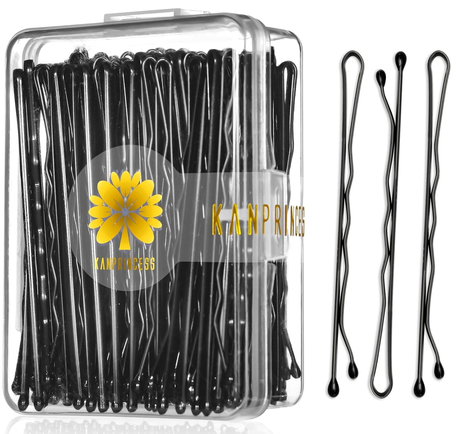 KANPRINCESS 2 Inches Hair Pins Kit Secure Hold Bobby Pins Clips for Women Girls and Hairdressing Salon With Clear Storage Box (2 inch pin 50, 2 inch) 1