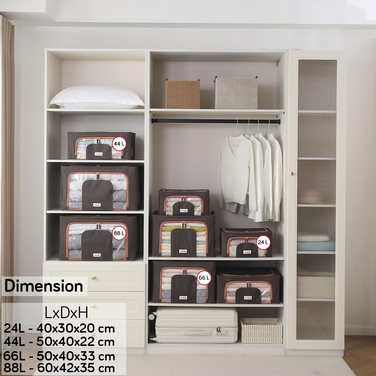 BlushBees Living Box - 600D Oxford Fabric Storage Boxes for Clothes, Saree Cover - 24 Litre, Pack of 1, Espresso Brown 1