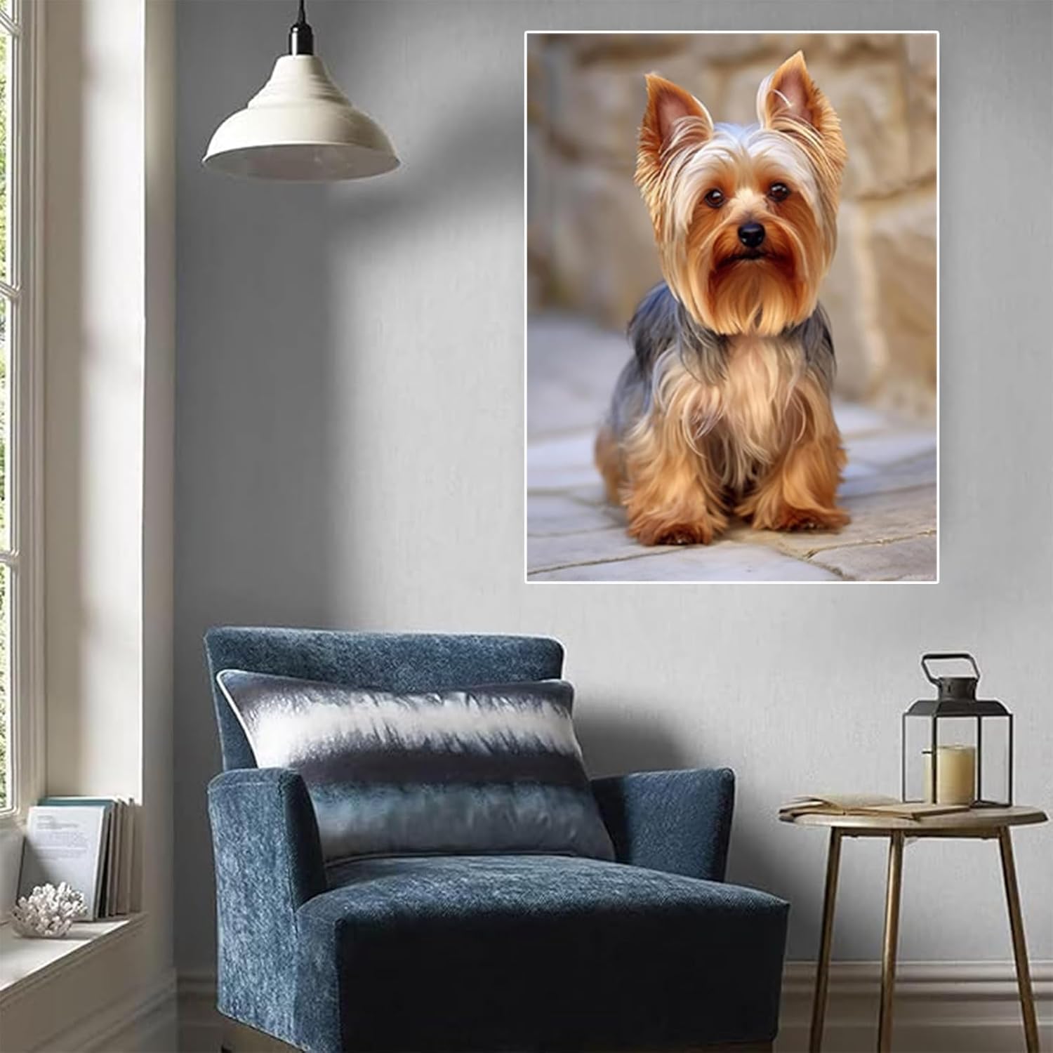 HMDIIMGE Lovely Yorkshire Terrier Dog Diamond Painting Kits for Adults, Yorkie Dog 5D DIY Round Full Drill Paint with Pictures Gem Art and Crafts for Home Wall Art Decor 12x16 inch