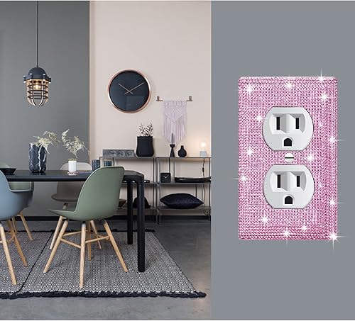 Miniatura 9 de Gaocai Cubierta de placa de pared con diamantes de imitación plateados brillantes, cubierta de placa de interruptor, cubierta de interruptor de luz,
