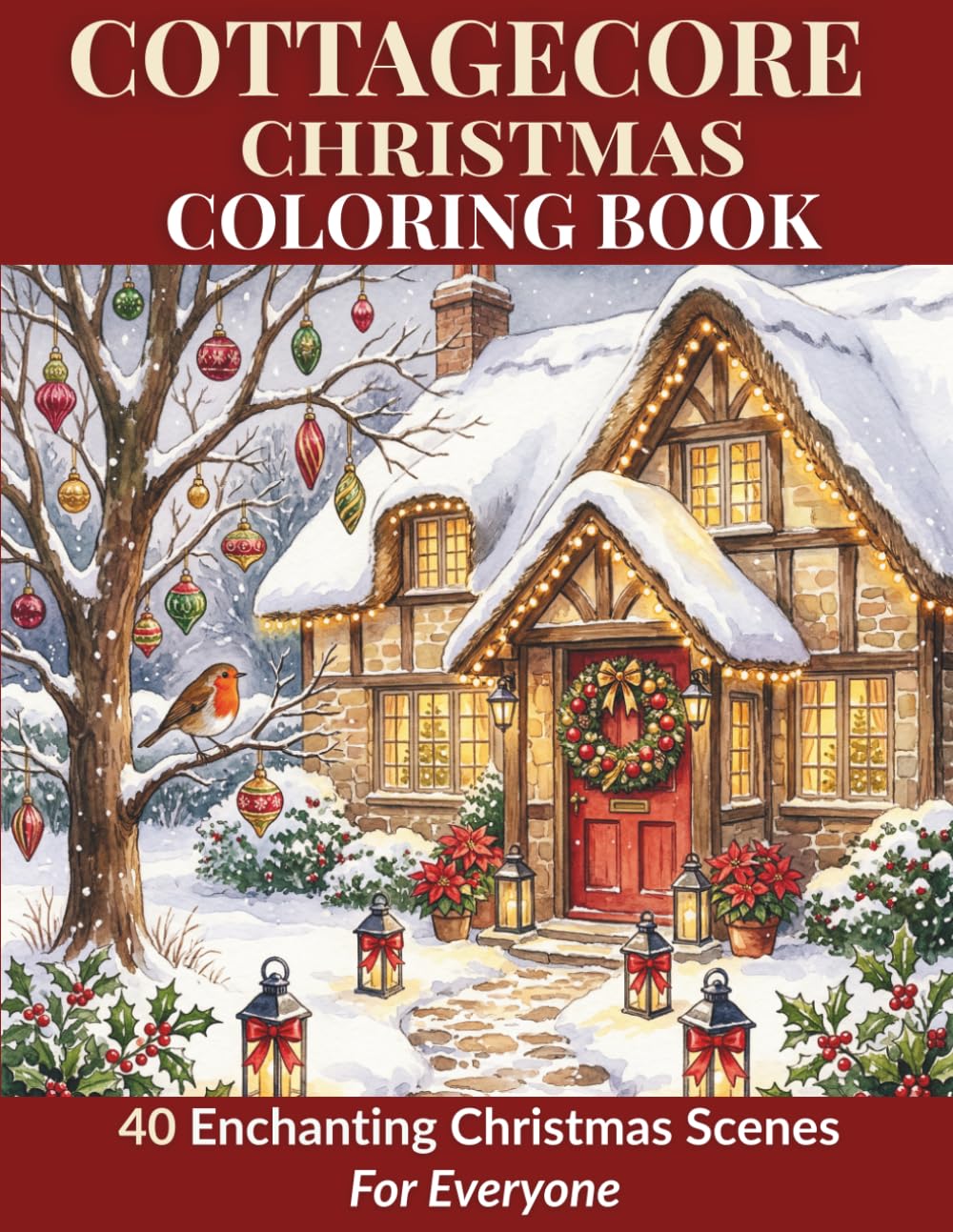 Cottagecore Christmas Coloring Book: 40 Enchanting Christmas Scenes | Cozy Cottages, Woodland Animals and Festive Winter Magic | Simple Thick Lines ... (Cottagecore Coloring Books by Youri U)
