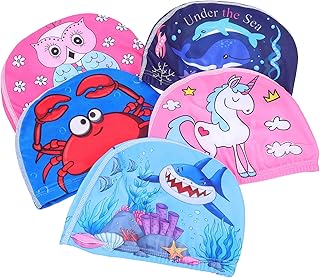 KOMBIUDA 5 Peças Touca De Natação Infantil Bonita Touca De Natação Com Cúpula Chapéu De Natação Infantil Touca De Natação Infantil Para Meninas Toucas De Natação Infantis Para Meninos