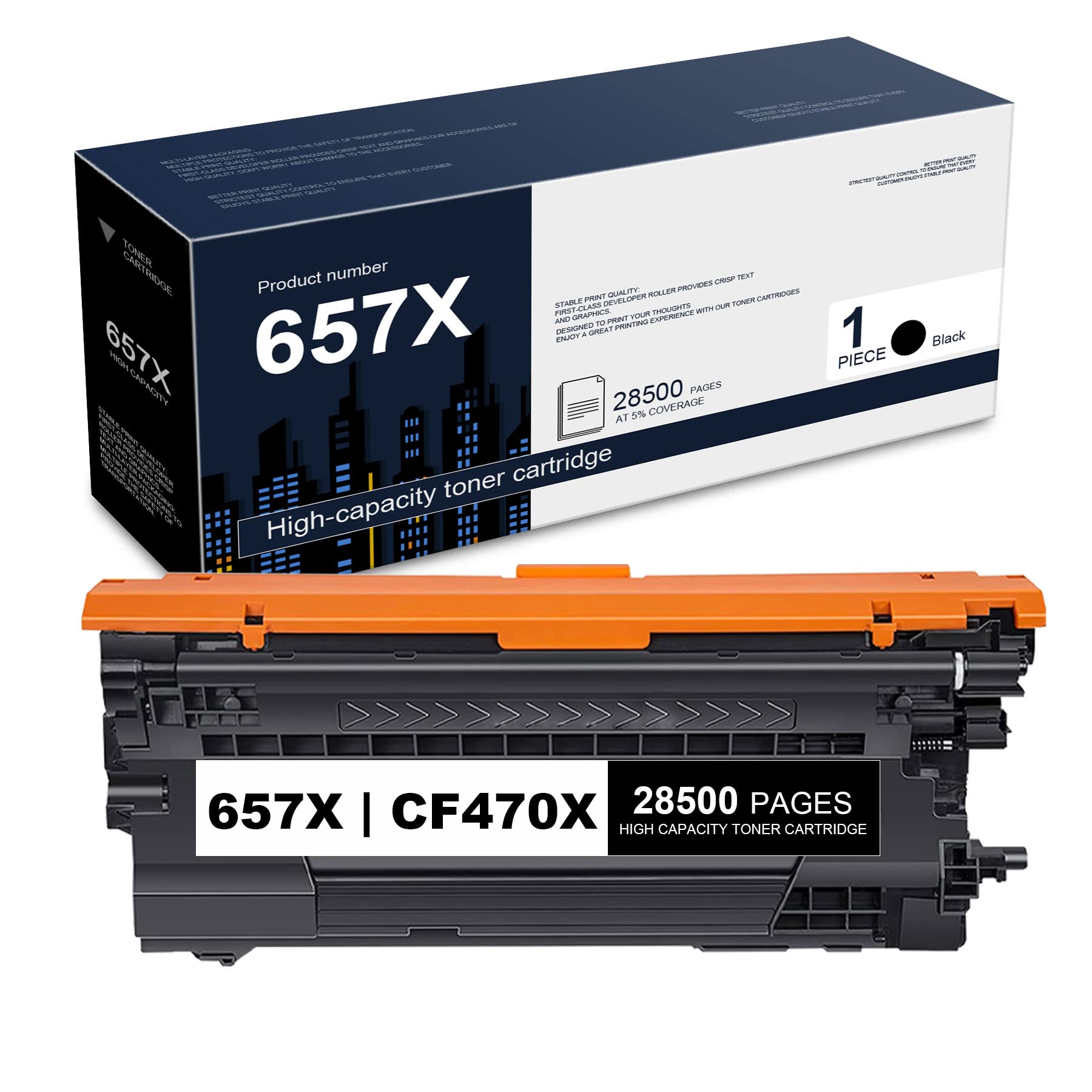 1 Pack Compatible 657X | CF470X High-Yield Black Toner Cartridge Replacement for HP Enterprise M681 M682 Series Enterprise M681dh Enterprise MFP M681f Enterprise Flow MFP M681f M681z M682z Printers.