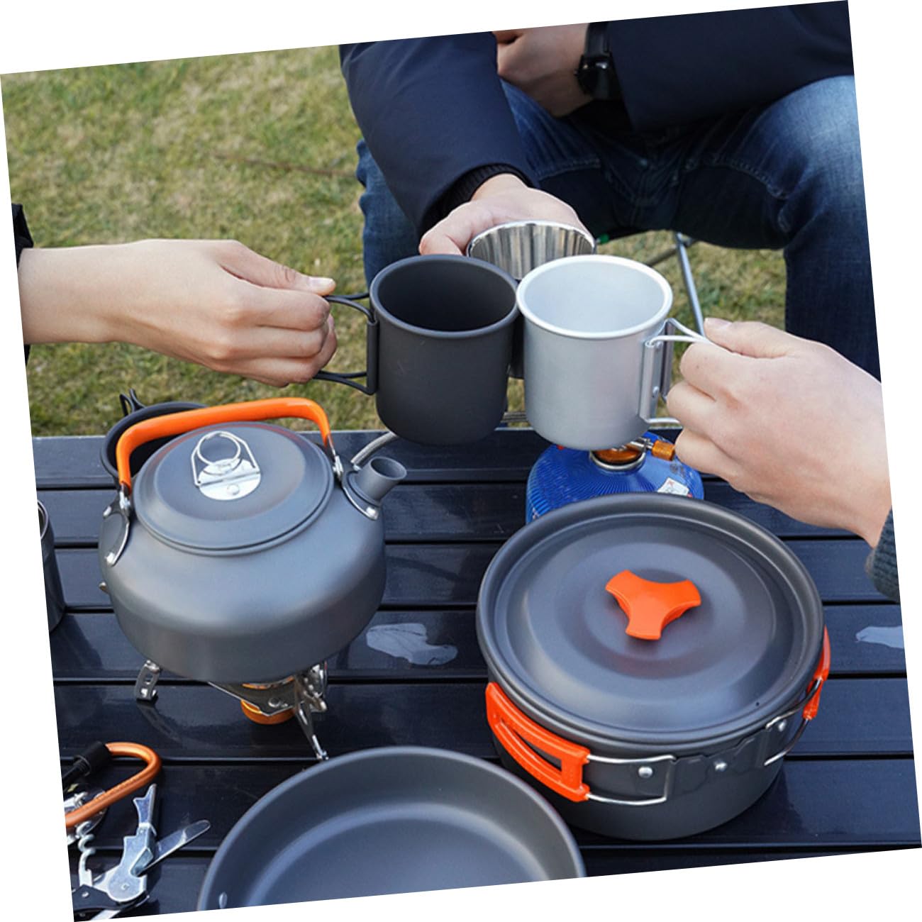 BESPORTBLE Ustensiles Cuisine de Camping Ensemble Cuisine D'extérieur Poignée Anti-brûlure Portable en Alliage D'aluminium Pratiques pour Activités en Plein Air