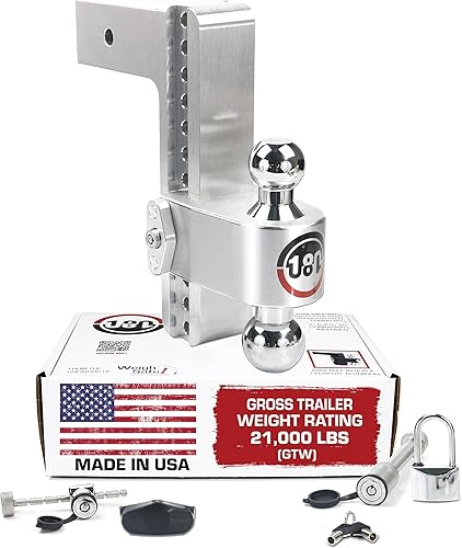 Miniatura 9 de Weigh Safe Soporte de bola de enganche de remolque ajustable, enganche de caída ajustable de 8 pulgadas para receptor de 3 pulgadas con 2 piezas de