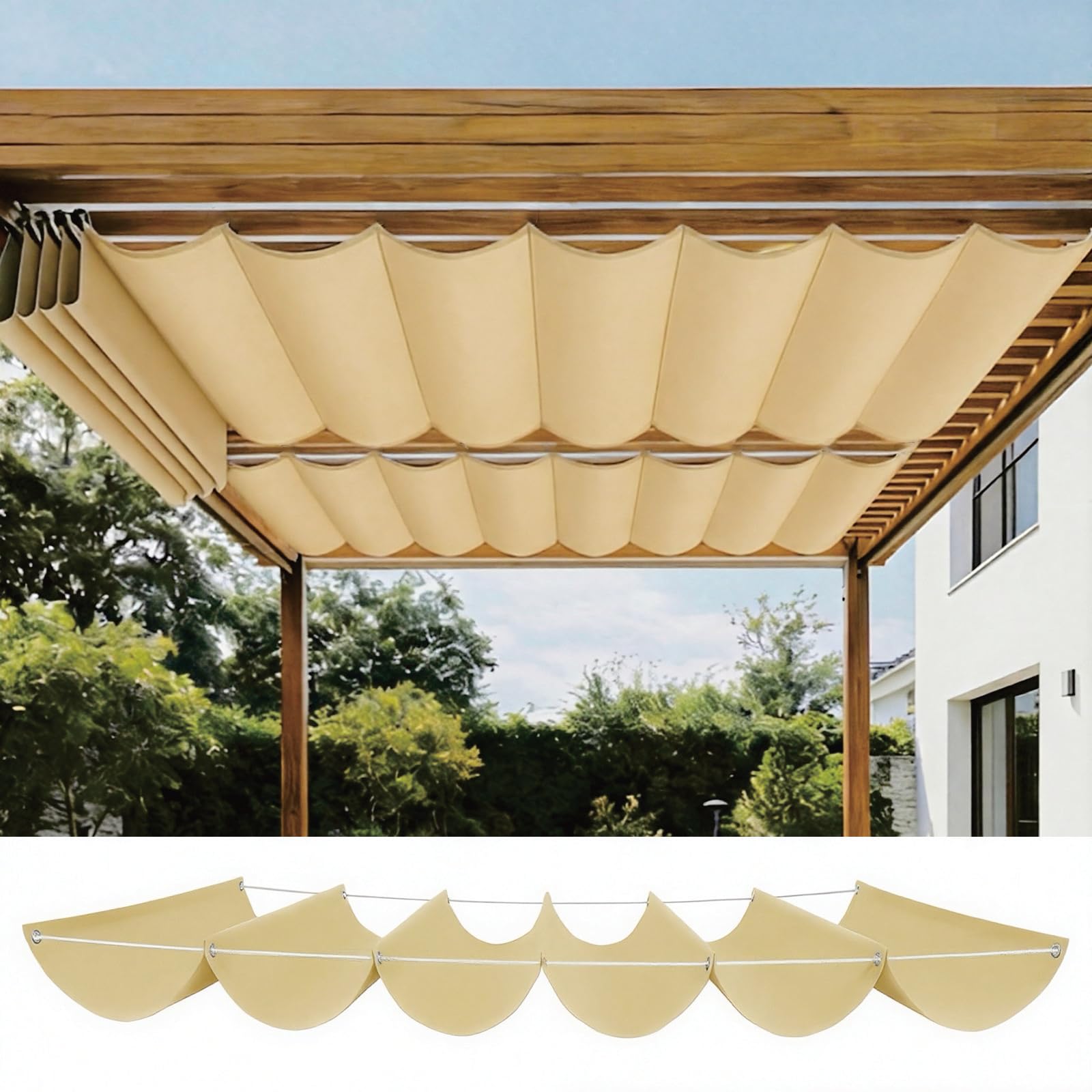 Auvent pour patio bâche d'ombrage jaune sable idéale pour l'été