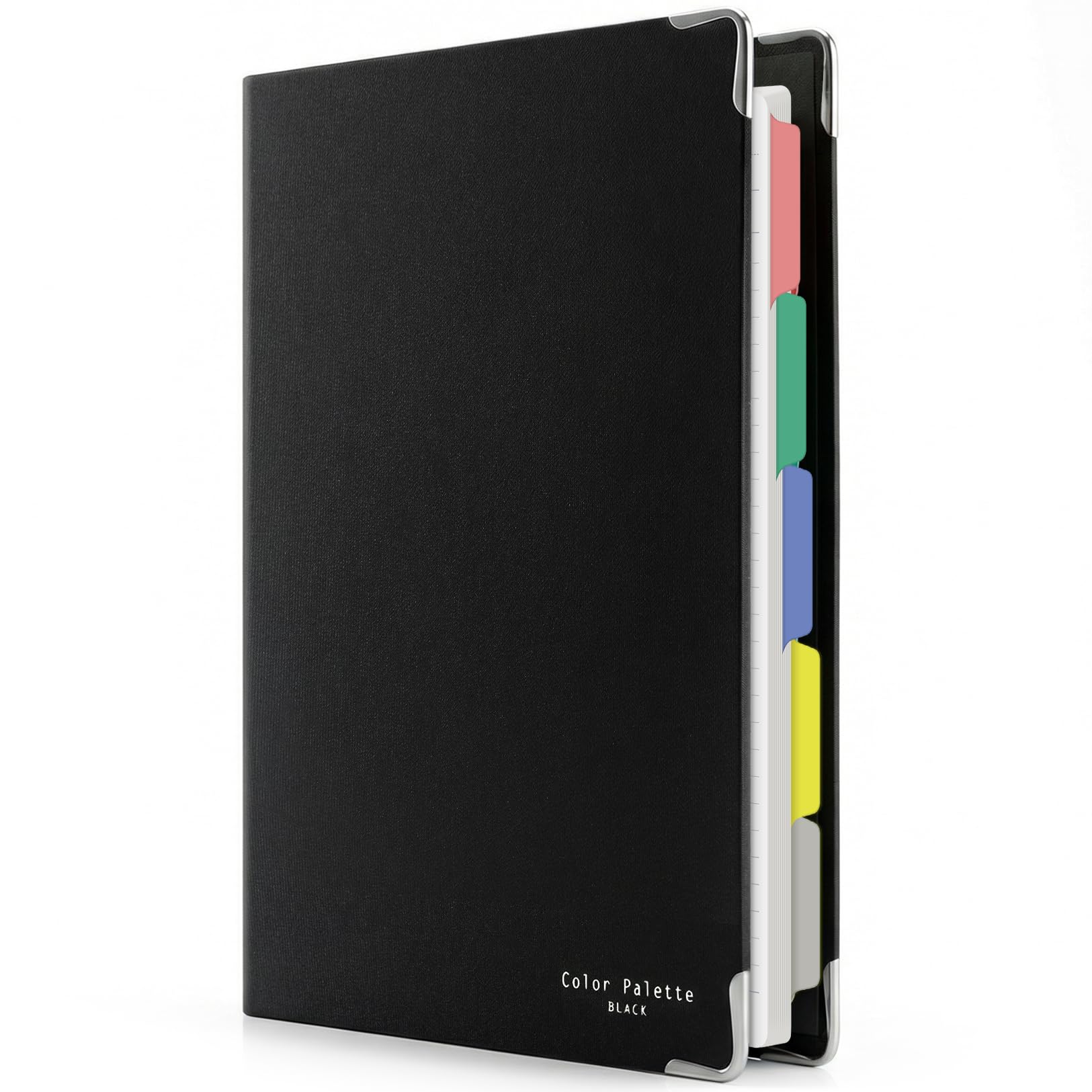 KOKUYO Quaderno a spirale con 5 soggetti, tavolozza dei colori, formato A5, ricaricabile, con 5 divisori a linguetta, 120 fogli in carta a righe da 6 mm, nero business, importato dal Giappone