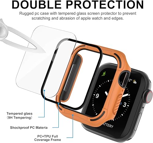 Vista 30 de Recoppa Funda resistente para Apple Watch de 1.732 pulgadas Series SE 6/5/4 con protector de pantalla, duradera serie Quattro Pro Series a prueba