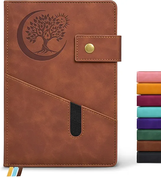 PAIBAS Blank Journal Notebook, A5 Hardcover Leather Sketchbook with 200 Pages Thick Blank Paper for Men Women, Unlined Drawing & Writing Journal, 5.9" x 8.4" Plain Notebook (dark brown)