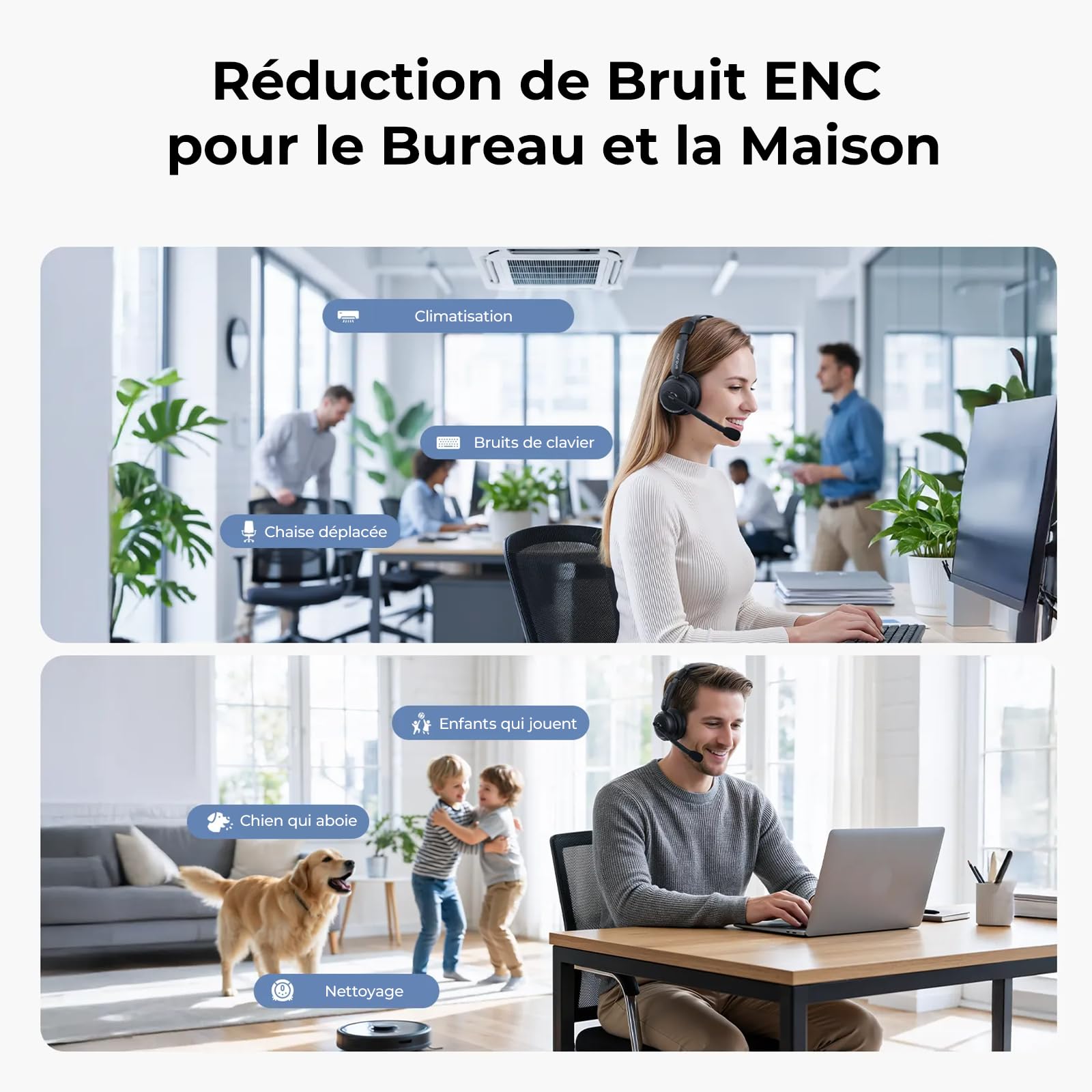 Nuroum HP31D 2026 Professionnel Casque Bluetooth sans Fil avec Micro,Casque à Réduction de Bruit ENC avec Station de Charge,Bluetooth 5.4,Dongle USB,Connexion Multipoint pour Télétravail/Appels Clairs