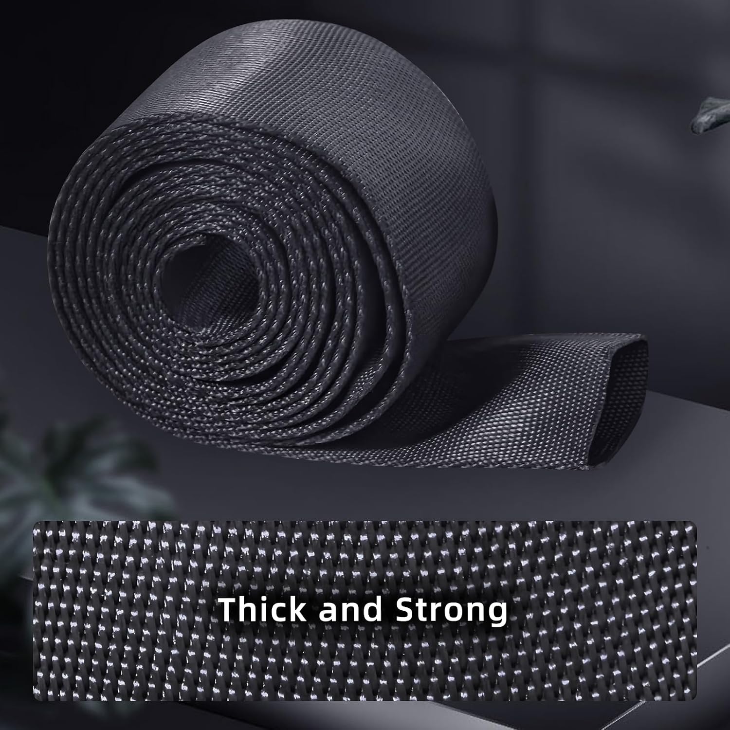 Flylin Winch Rope Protector, Universal Polyester Winch Rope Sleeve, Black, 5cm x 2m