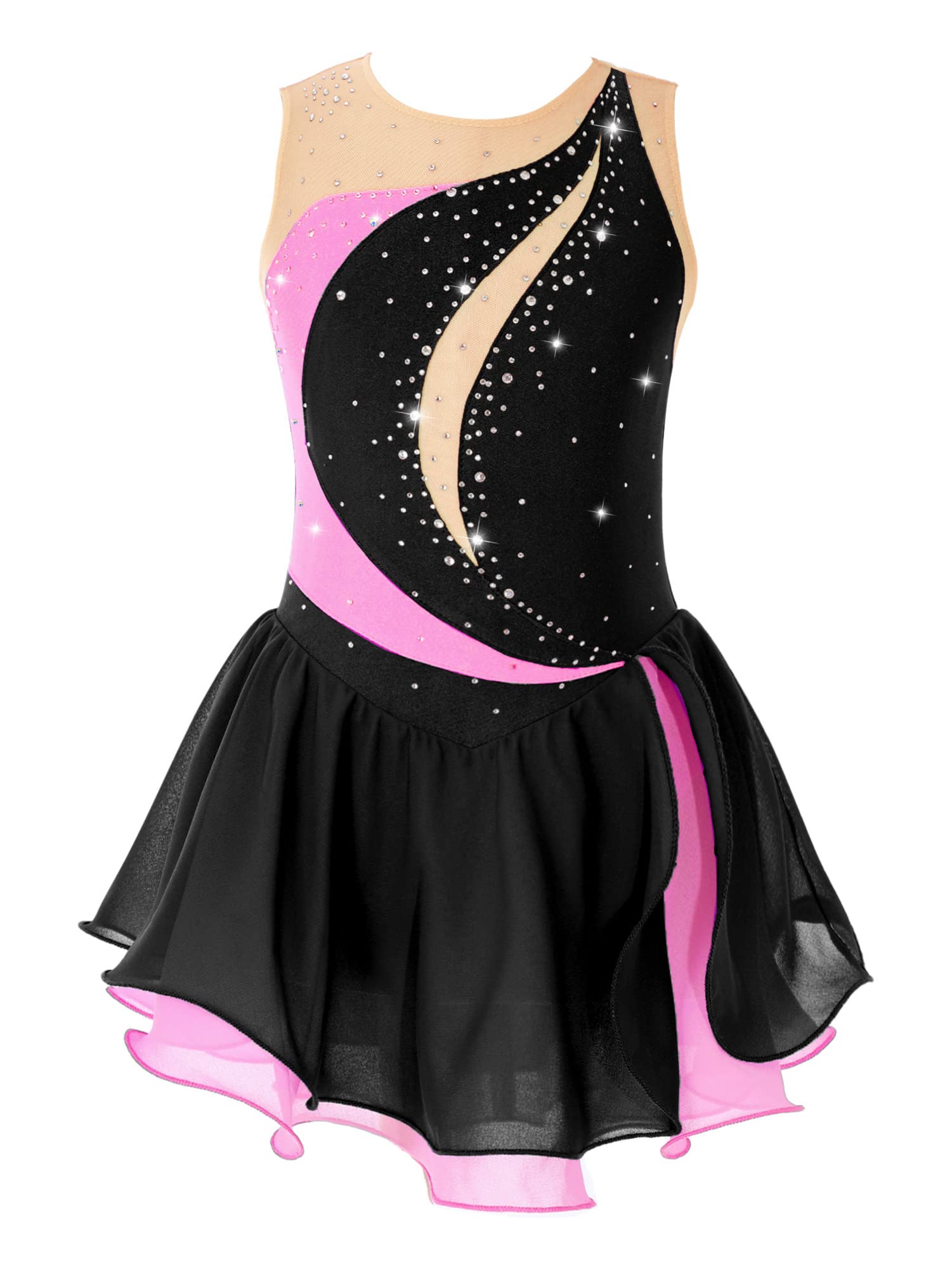 IEFIEL Maillot Patinaje Artistico Niña Vestido Brillante de Danza Ballet Leotardo Gimnasia Ritmica Maillot Ballet de sin Manga Disfraz de Bailarina — view 23