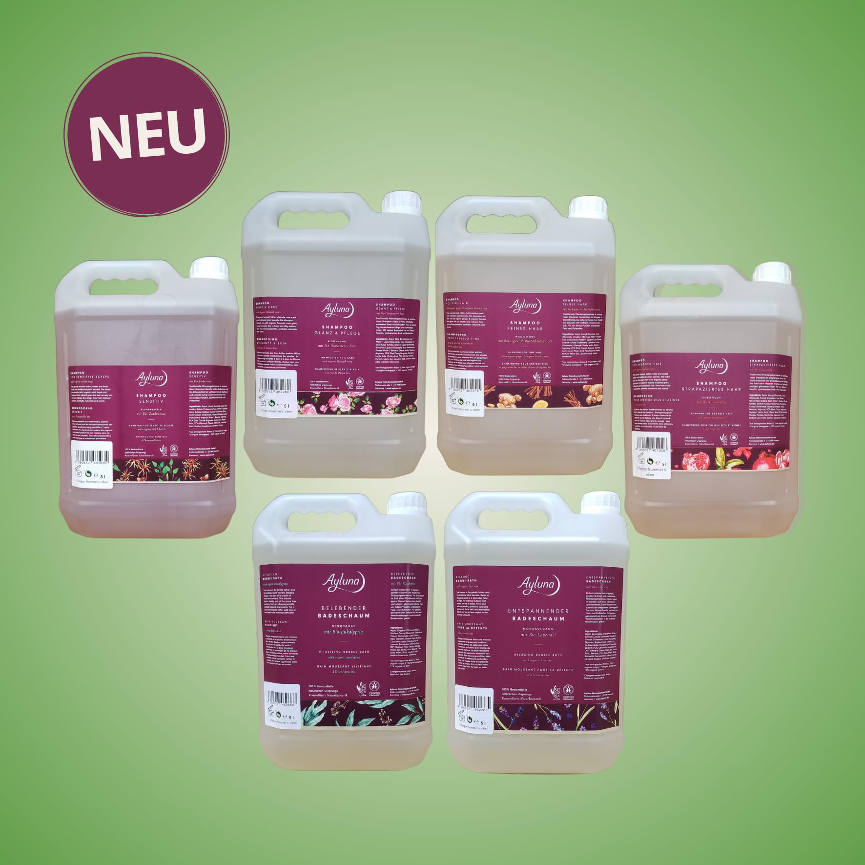 Ayluna Naturkosmetik Entspannender Badeschaum Mondaufgang mit Bio-Lavendel im 5l Kanister