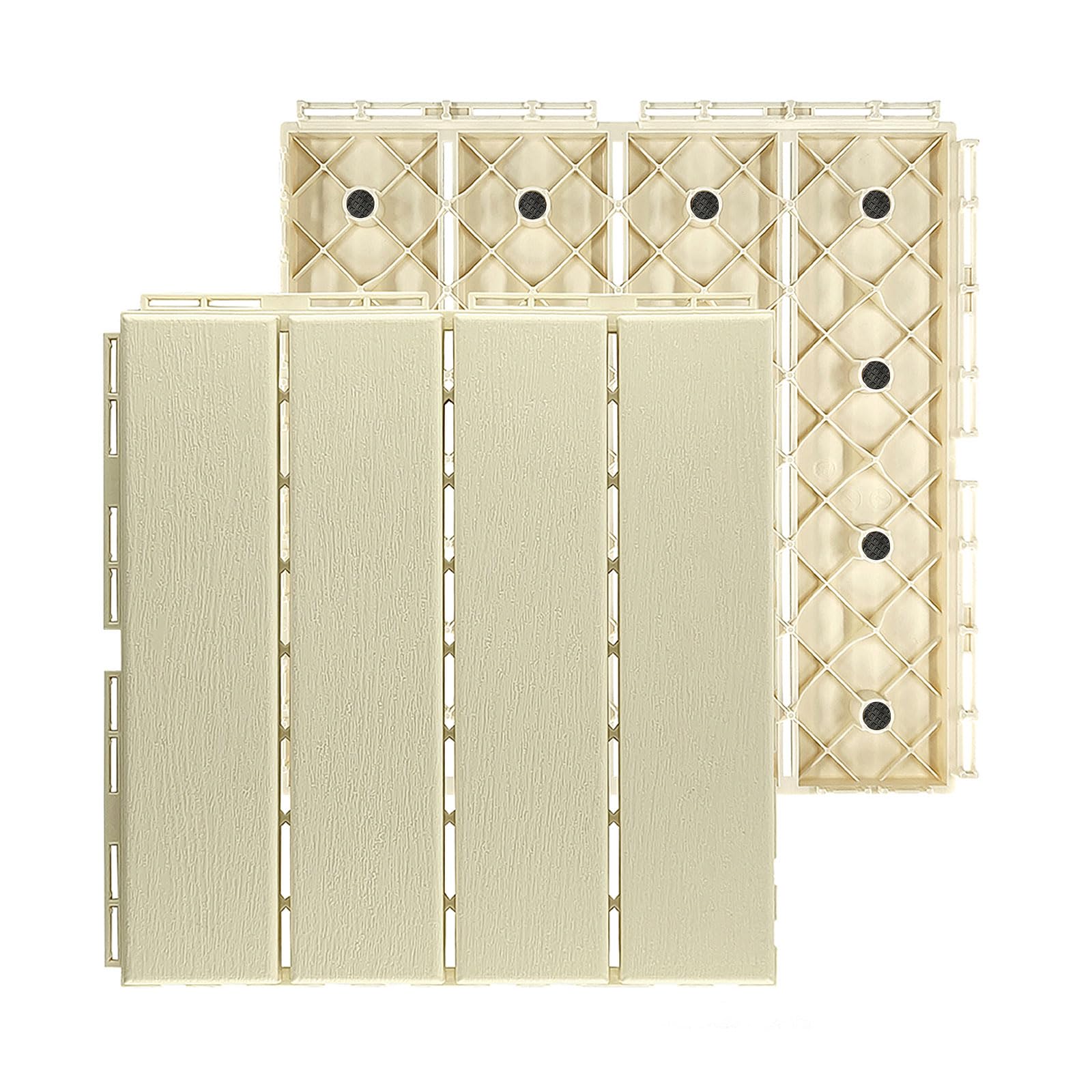 Terrassenfliesen Klicksystem 30X30cm Balkonfliesen Kunststoff Beige, 9stück Balkon Bodenbelag Wetterfest Mit Drainagefunktion FüR Garten, Terrasse, Leicht Zu Verlegen