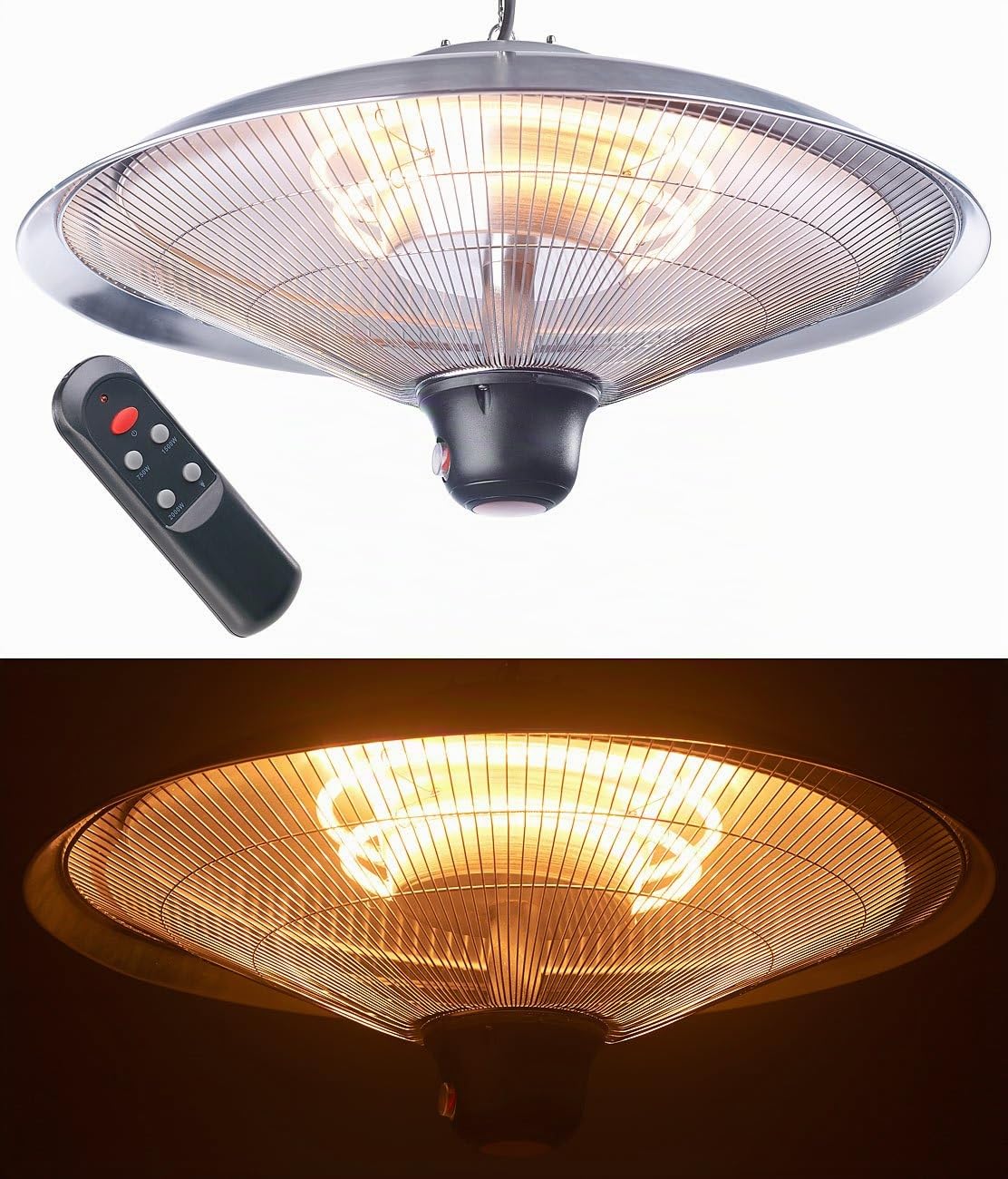 Semptec Urban Survival Technology Infrarot Lampe: IR-Decken-Heizstrahler mit LED-Licht, Fernbedienung, bis 2.000 W, IP34 (Deckenheizstrahler mit Licht, Infrarot Deckenstrahler mit, Decke)