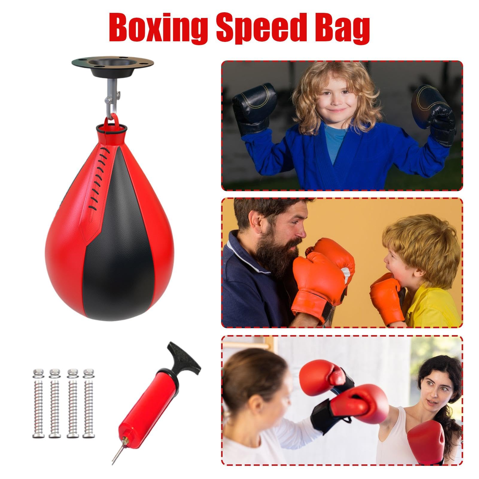 Speedballs Hängend, Punchingball aus Leder mit Drehgelenk zum Aufhängen, Punchingball Boxing Speed Bag, Box-Speedballs, Geschwindigkeit Ball Boxen Training Trainingsgeräte Gym Fitness
