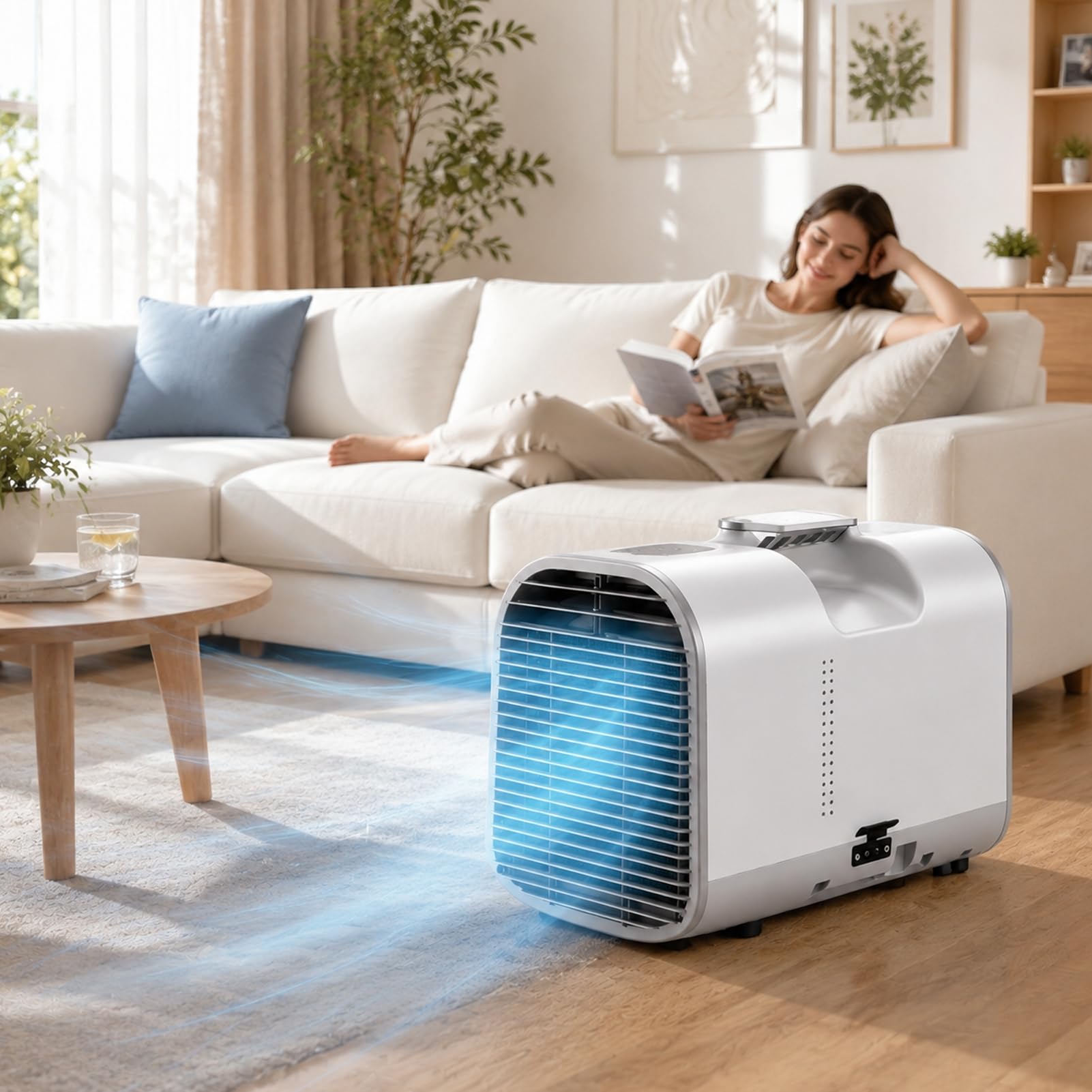 JianboBoxve RV Air Conditioner Portable 4400/5100 BTU, Camping AC Unit with 4-in-1 Cooling Modes, Dehumidifier, Remote Control, Auto-Evaporation and Quiet Operation for Camper, Caravan and Tent