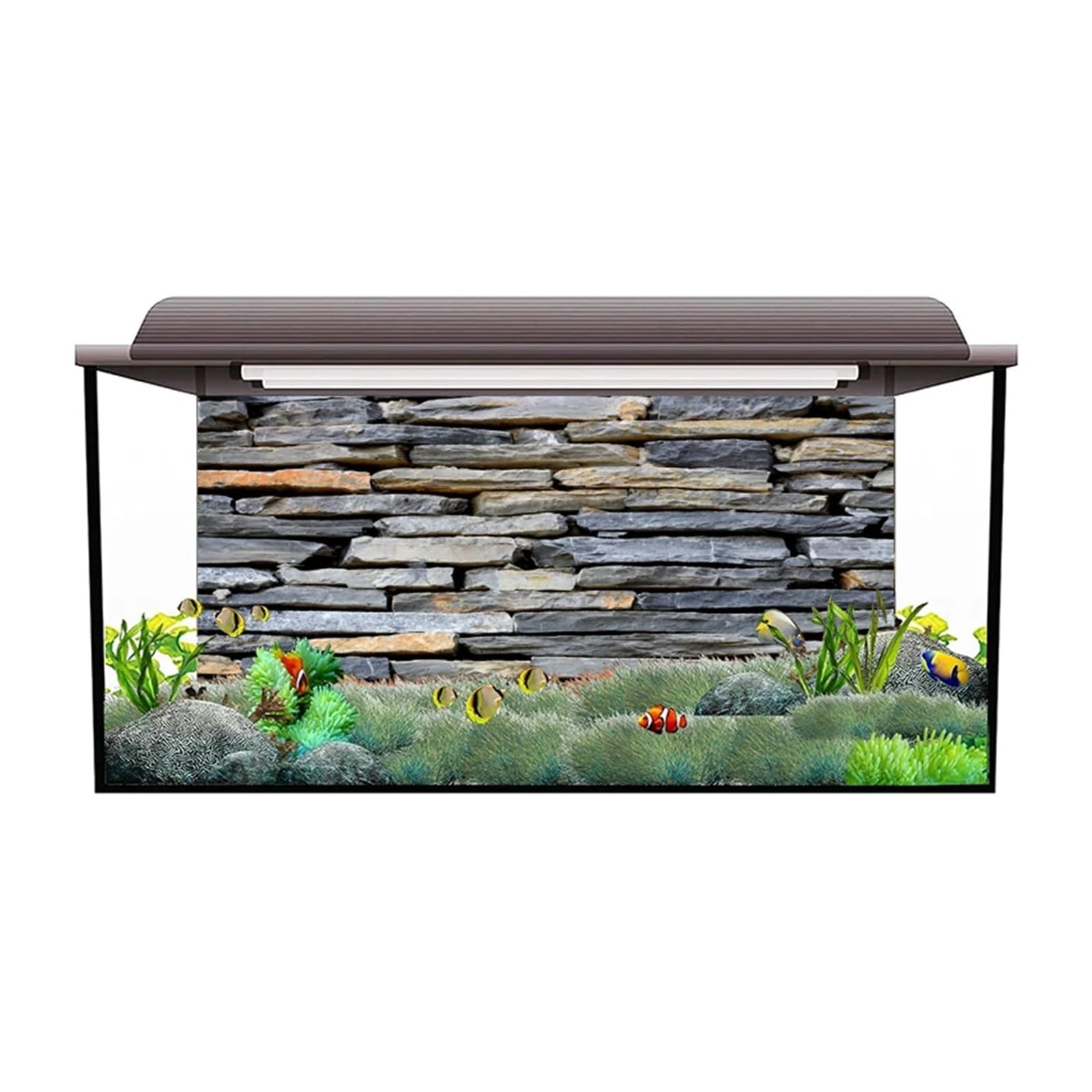 Aquarium Hintergrund Aufkleber Hintergrund Poster Fisch Tank Dekoration Selbstklebende Tapete Hintergrund(41x 122cm)