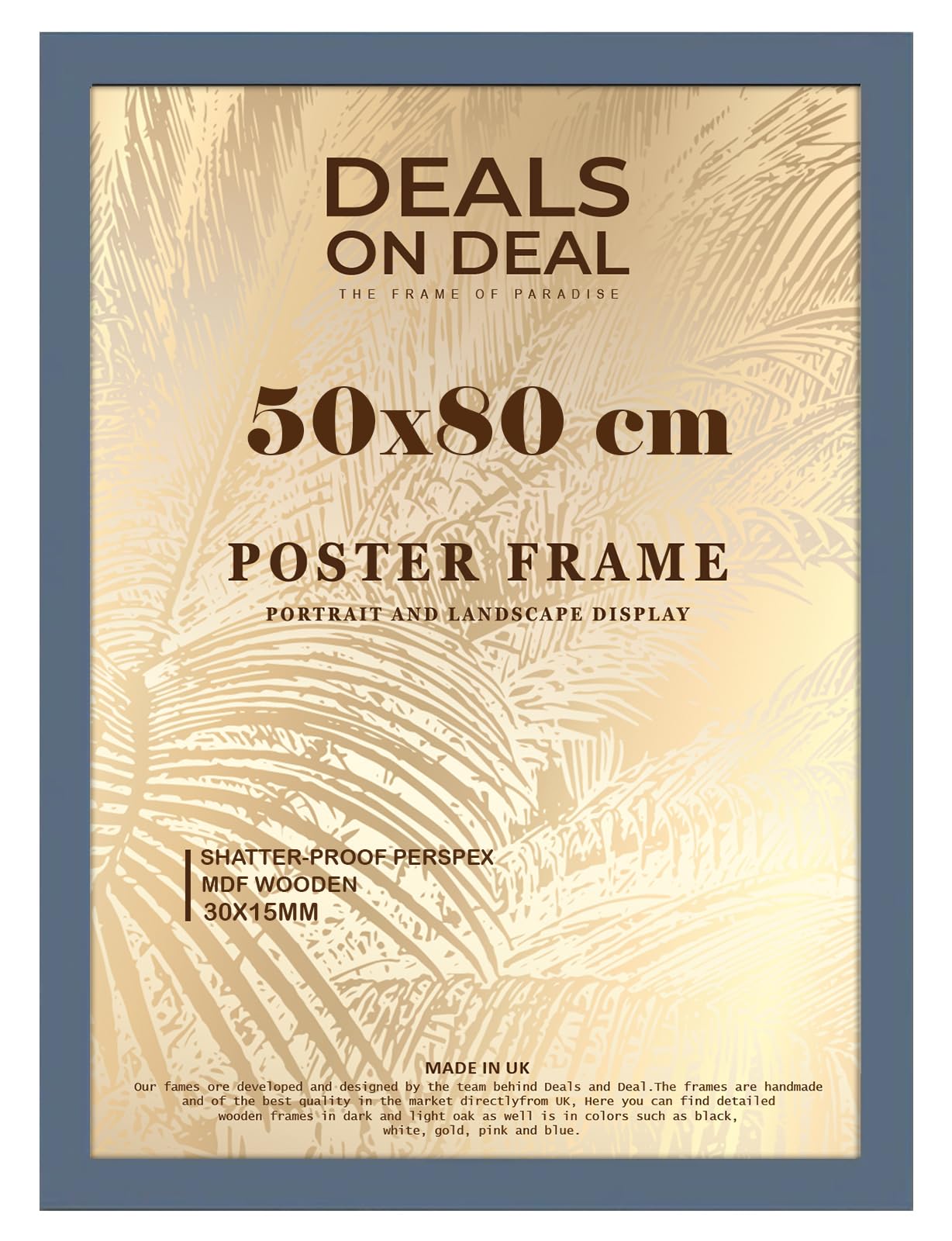 DEALS ON DEAL® Modern Large Poster Frame 80x60cm Mdf Wooden Picture Frames 60cm x 80cm for Jigsaw Puzzles/Shatter-Proof Front Vertical/Horizontal Mounting For Home & Office Décor-Dark Grey