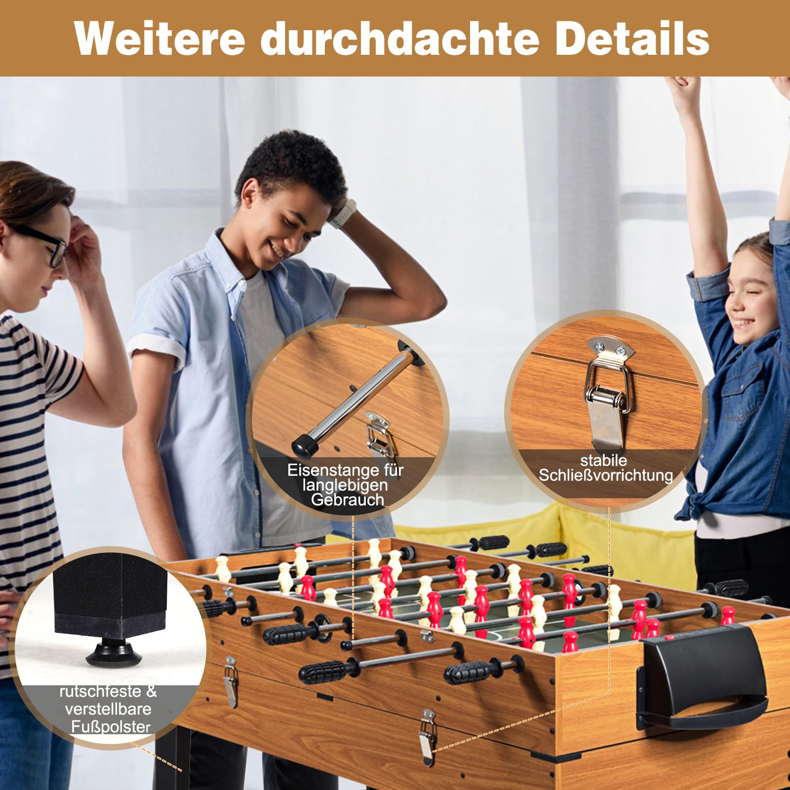GOPLUS 3 in 1 Spieltisch, Multispieltisch mit Billard, Tischfußball & Hockey, Tischtennis mit komplettem Zubehör, Airhockey Tisch Indoor für Kinder, Erwachsene Party, Familienfeier, 123 x 58 x 83 cm