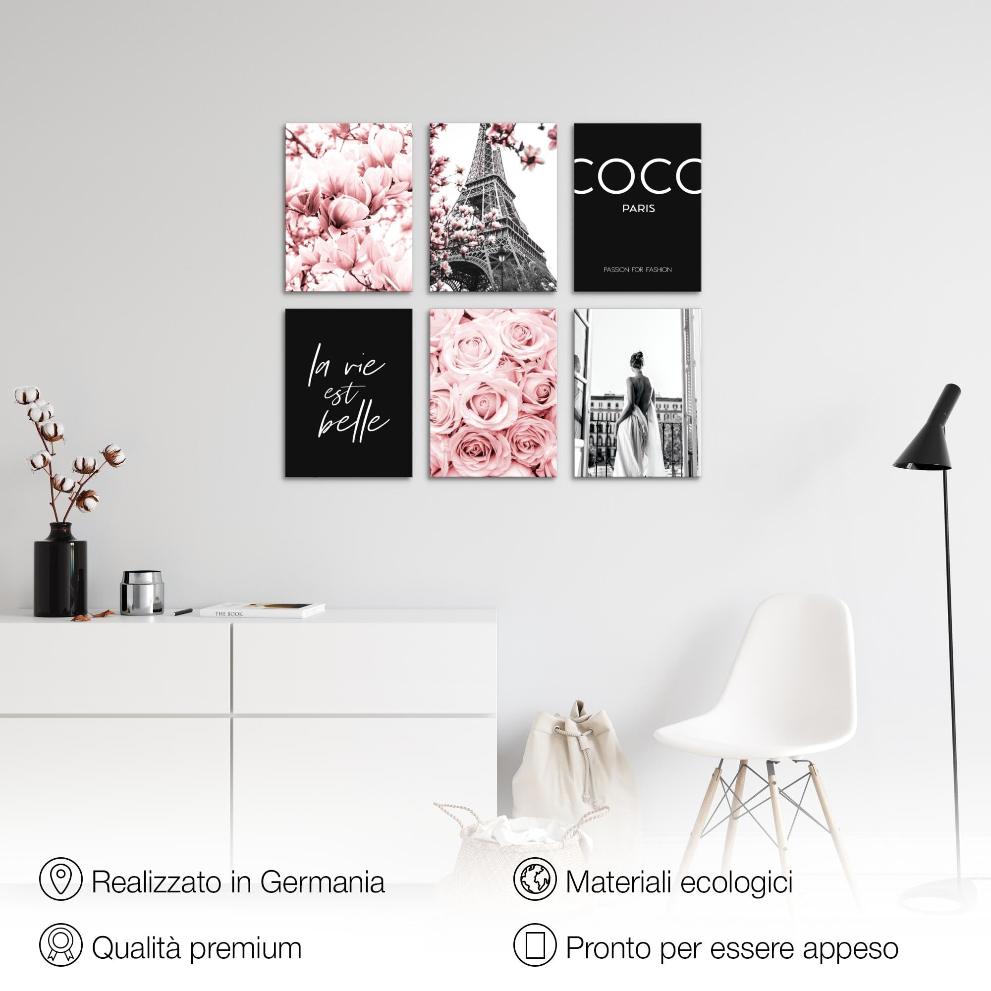 Quadros Decorativos Fashion Paris Moda - Nessuna Cornice Necessaria - Adolescente Stanza Ragazza - Rosa - N008365a
