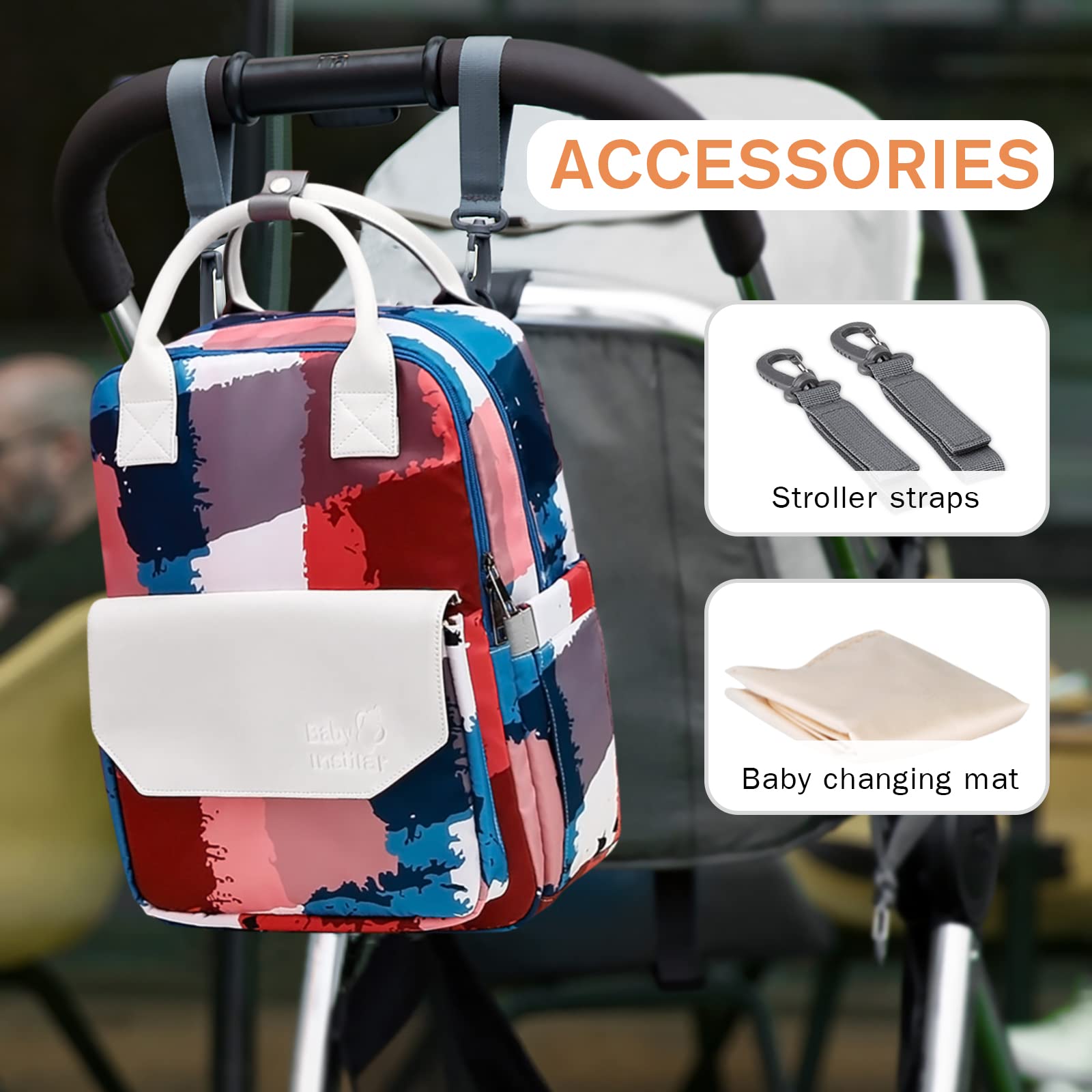 SONARIN Zaino Fasciatoio Alla Moda,Borsa per Pannolini Leggero Impermeabile Zaino Mamma Grande Capacità Neonato Borsa Fasciatoio da Viaggio con Fasciatoio & Ganci per Passeggino(Pittura Moderna)