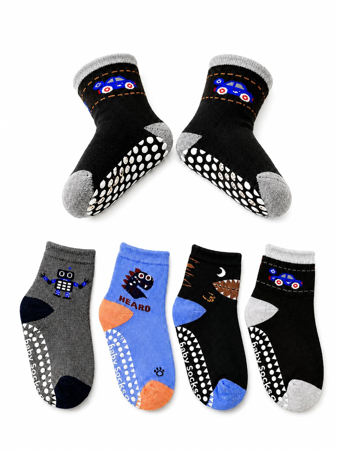 Anti Skid Cotton Socks for Kids 3-5 Years Pack of 4 Non Slip Grip Socks Soft Breathable Ankle Length Toddler Walking Socks for Boys and Girls Indoor Daily Wear-image-29