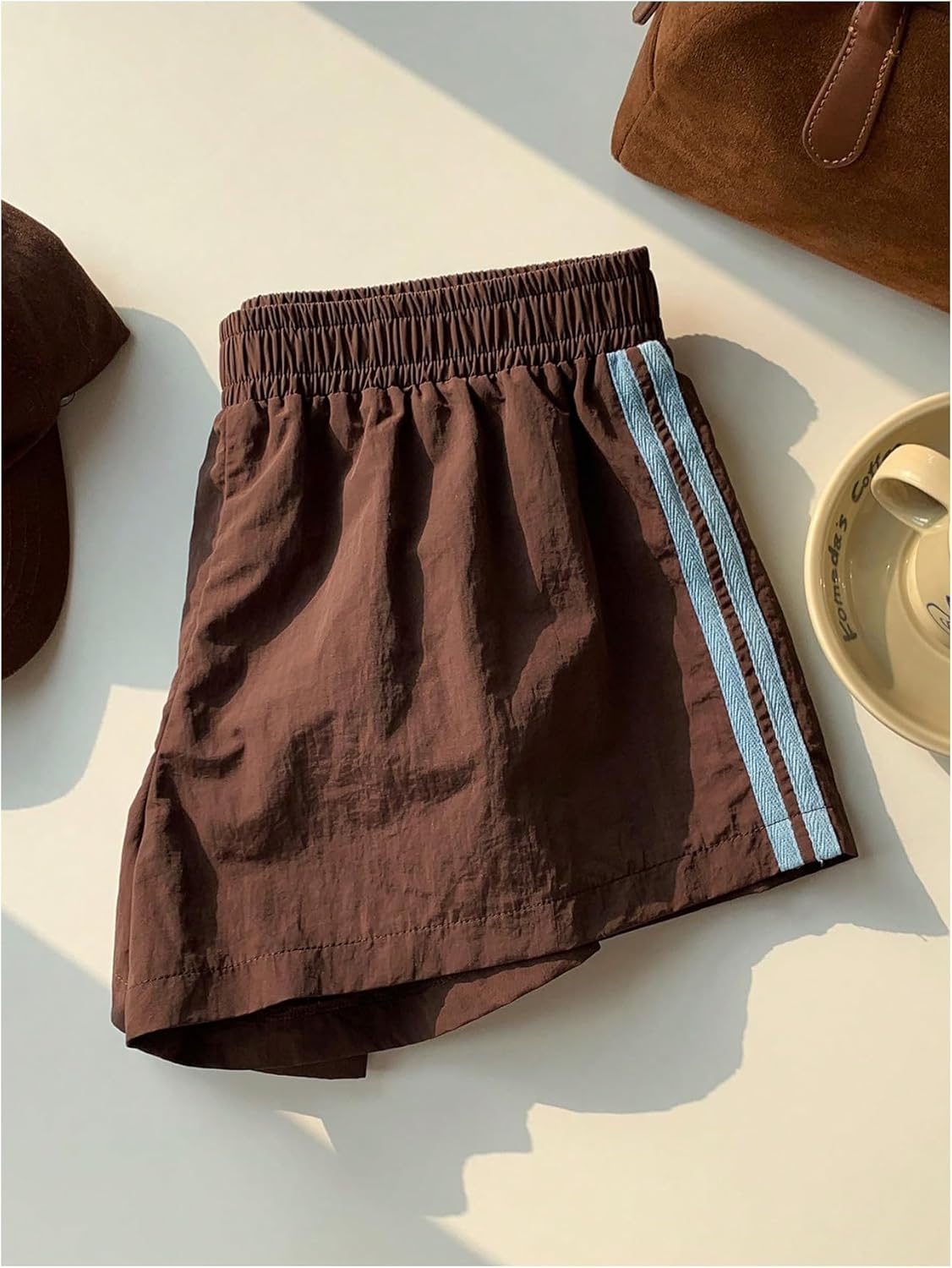 MakeMeChic Women's Striped Summer Shorts Workout Running Shorts Sweat Track Shorts Gym Athletic Wear