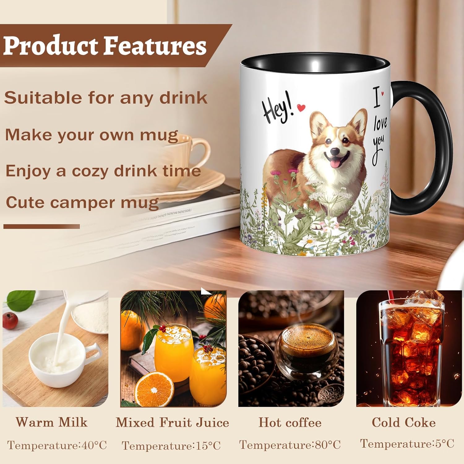 Corgi Coffee Mug Tea Cup for Women Men, Gifts for Corgi Lovers - Image 3