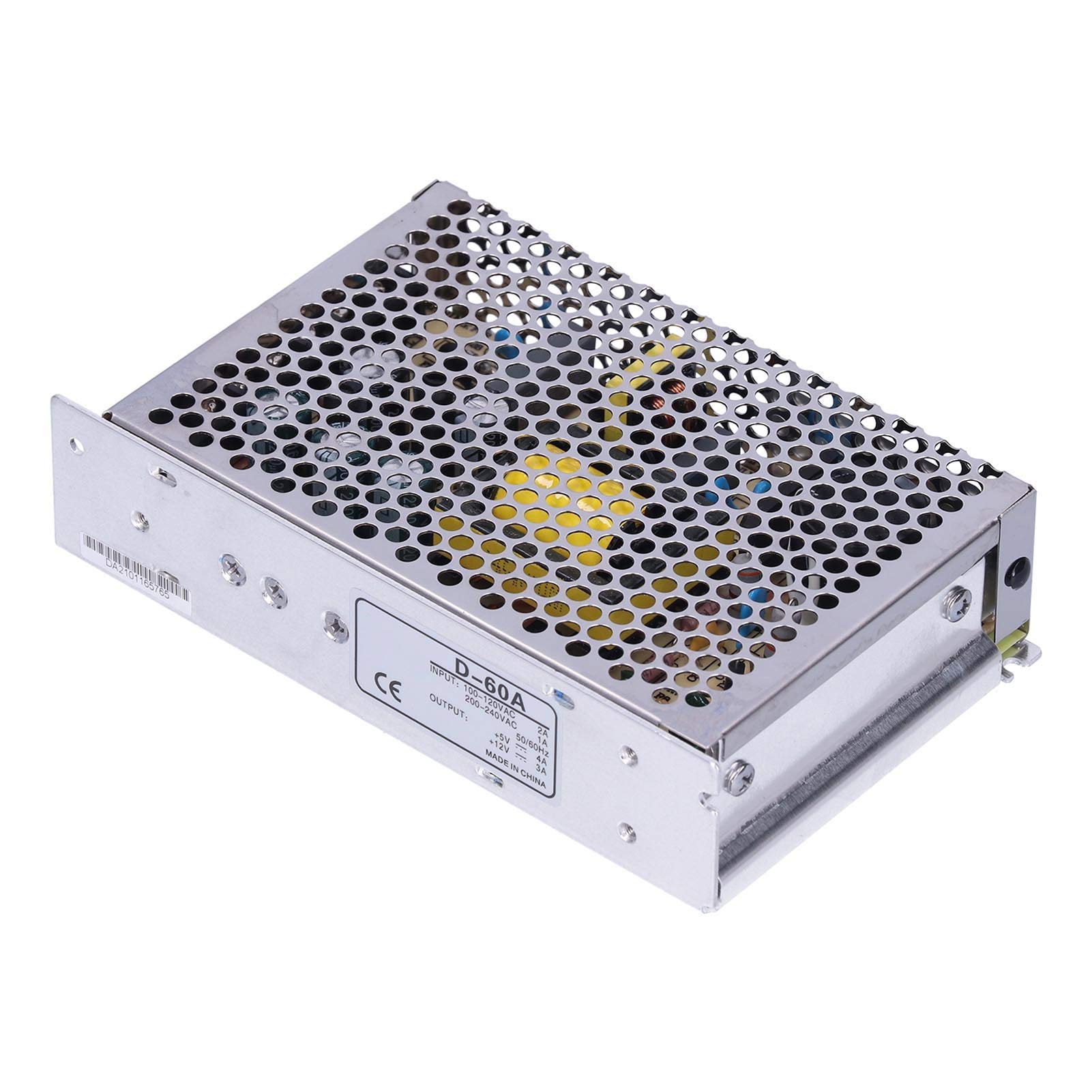 Alimentation à Découpage 60W Double Sortie 5V 4A & 12V 3A, Convertisseur AC/DC pour Projets Électroniques, LED – Entrée 100-240V AC – Boîtier Aluminium