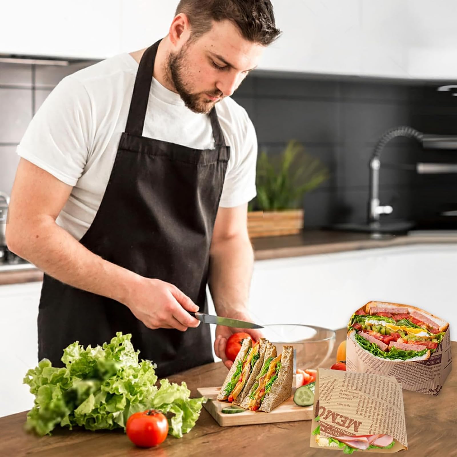 200 Blätter Deli Papierblätter, Käsepapier, Brotpapier, Chipsäcke, Burgerbäcke, Butterpapier, Einweg Lebensmittelverpackungspapier für Sandwiches, Pommes frites (500 Stück,30 * 30cm)