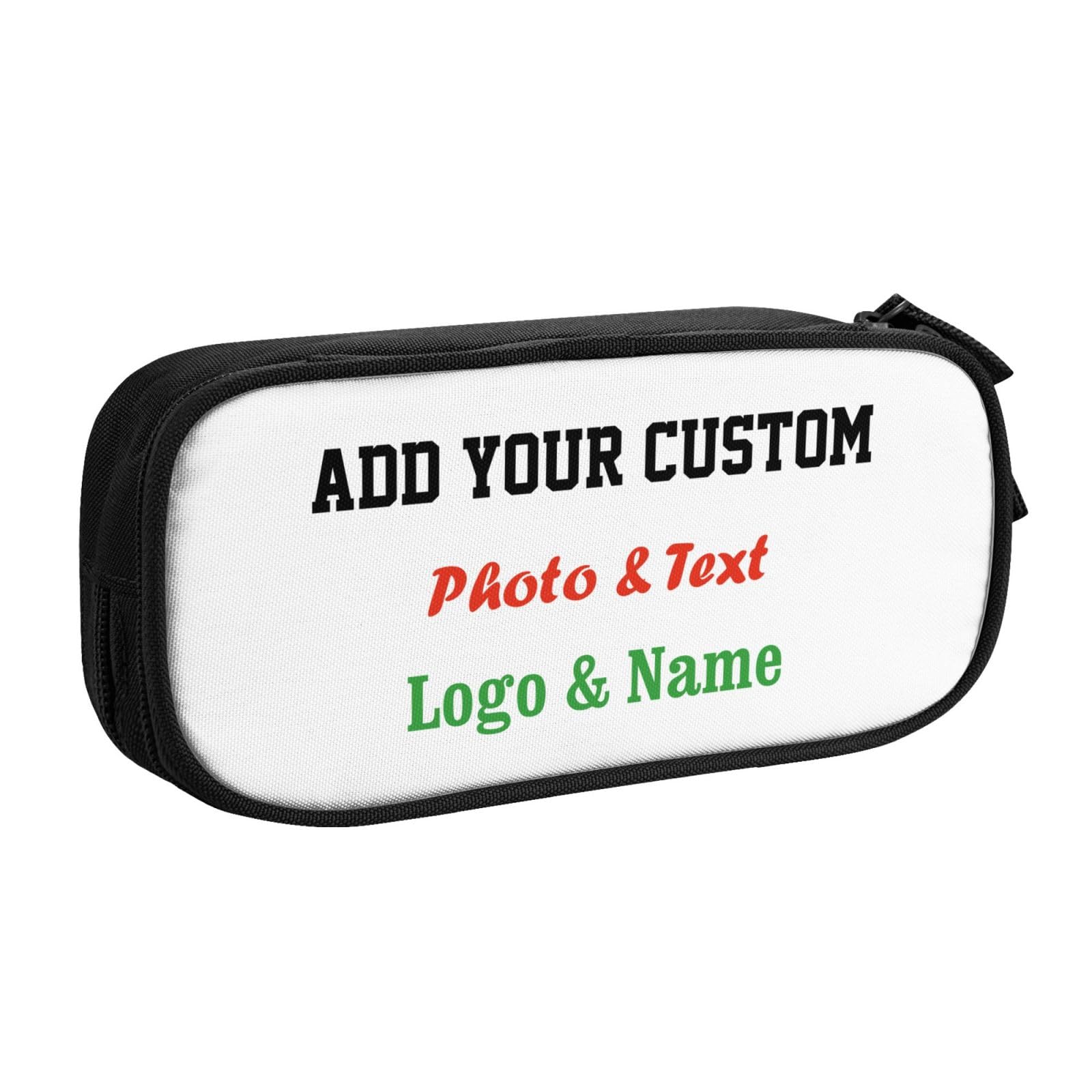 Miyeiw Personalised Pencil Case with Photo/Text/Name, Customised Pencil Box for Kids Boys Girls, Big Capacity Canvas Storage Pouch Marker Pen Bag Stationery Organization Bag for Office School