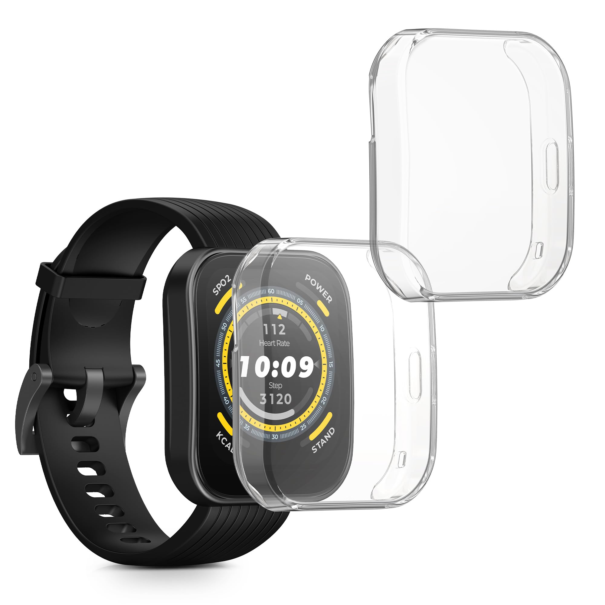 kwmobile Carcasa Compatible con Huami Amazfit Bip 5 Funda - 2X Protector Pantalla Completo - Ultrafino y antigolpes - Transparente