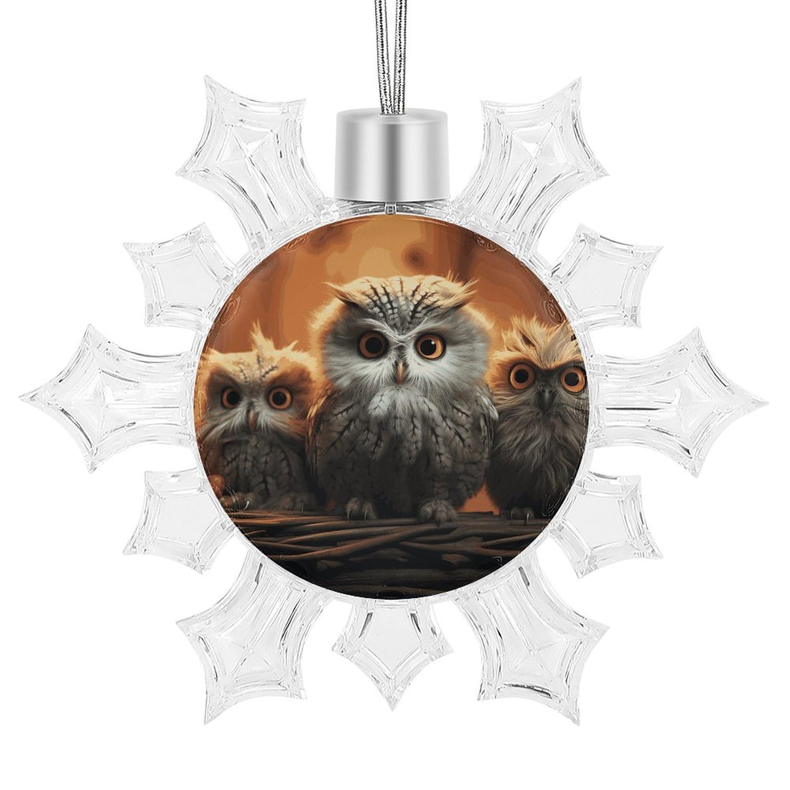 Cute Owl Baby Snowflake Ornaments Cute Snowflake Pendant Exquisite Christmas Tree Ornaments for Christmas Weddings New Year Birthday Holiday Celebration