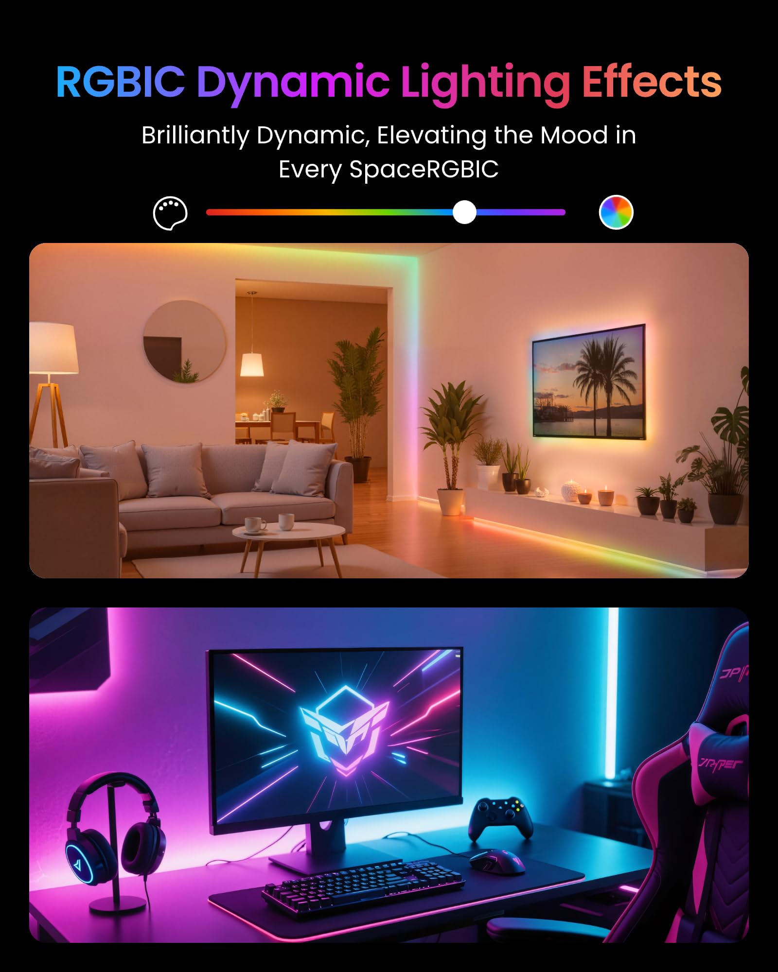 SwitchBot RGBICWW LED Strip Light 5M, 72LEDs/m Matter Strip Lights Compatible with Apple Home, Alexa, Google Home - Image 4
