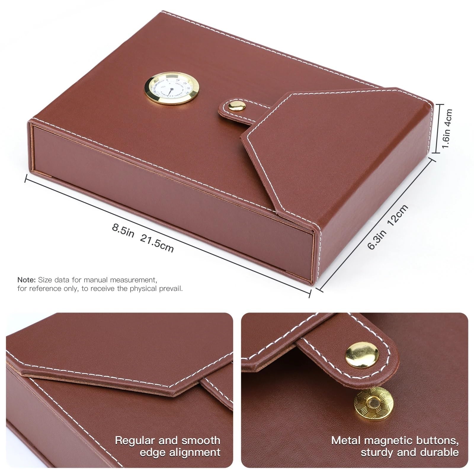 Przenośny Humidor na Cygara Skórzany Humidor Podróżny Pudełko na Cygara Drewno Cedrowe Przenośny Humidor na Cygara Pudełko Pasuje Do 6 Cygar Brązowy Czarny Pudełko na Cygara(Svart)