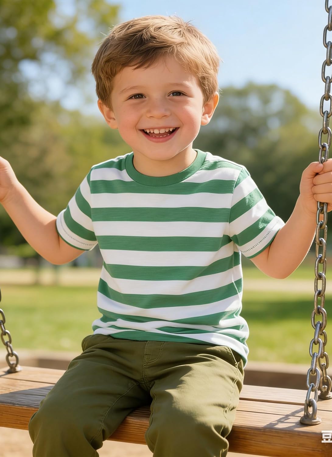 Kids4ever Boy Striped Tshirt Short Sleeve Round Neck Shirt for 2-6 Years Kids