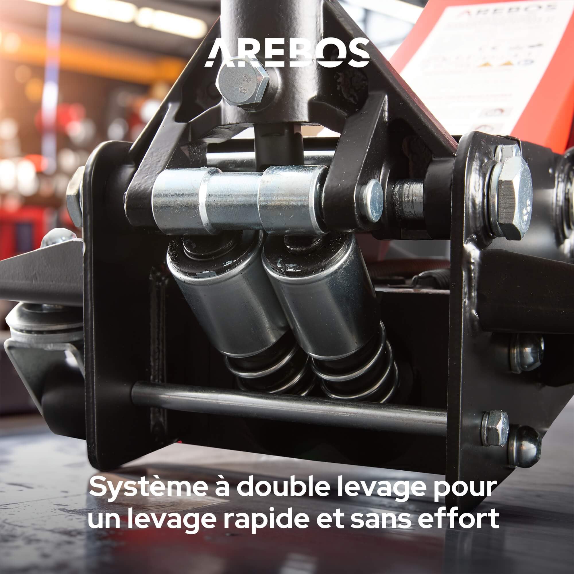 Arebos Cric hydraulique 3 t avec Une Hauteur de Levage de 85 à 500 mm, avec 3 Patins en Caoutchouc et Tige de Levier | Grande Bride de Fixation