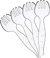 Plasticpro Heavy Duty Clear Disposable Serving Forks - Durable Premium Plastic Utensils Pack of 4 for Parties & Events